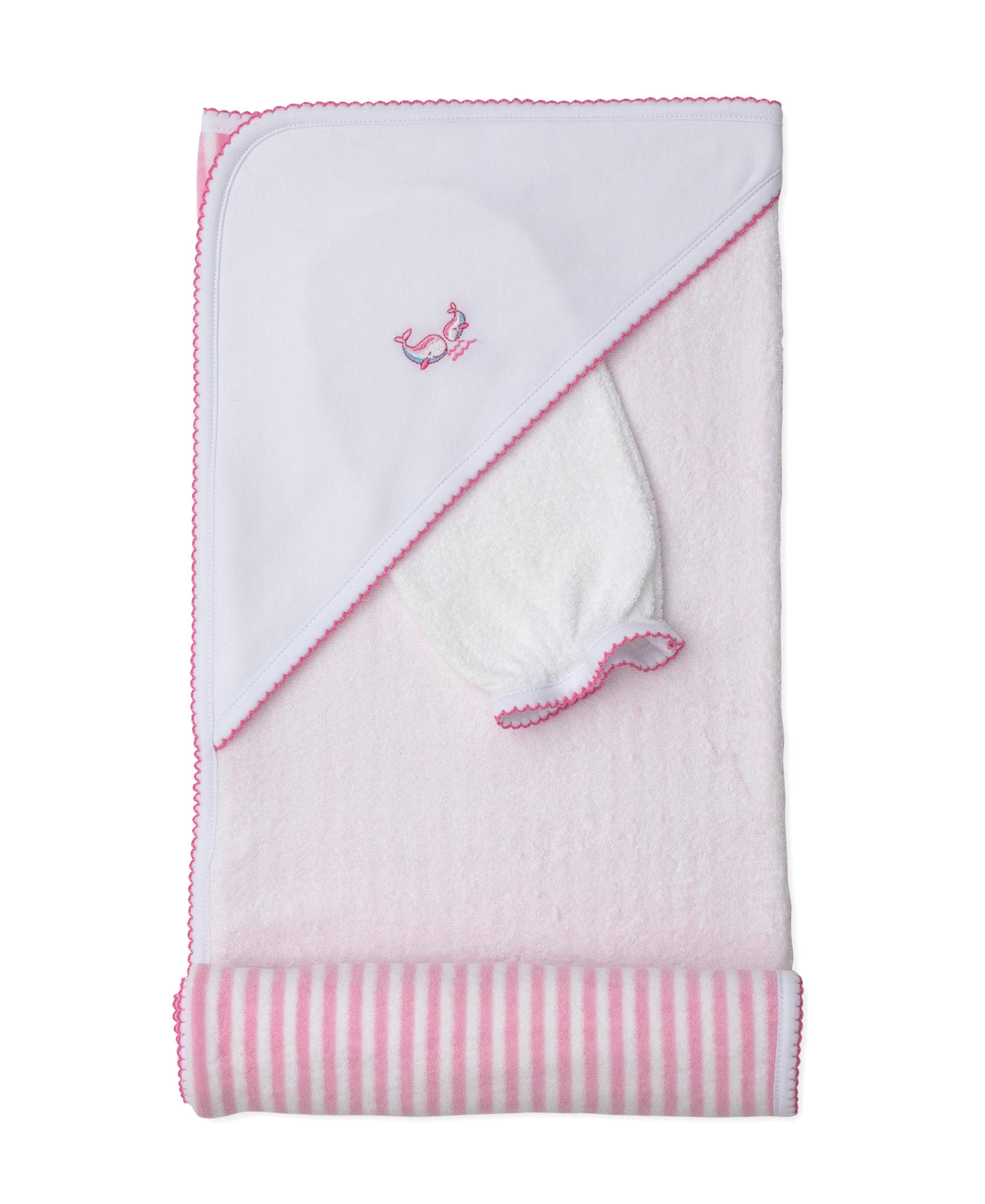 Whale Pods Pink Towel & Mitt Set - Kissy Kissy