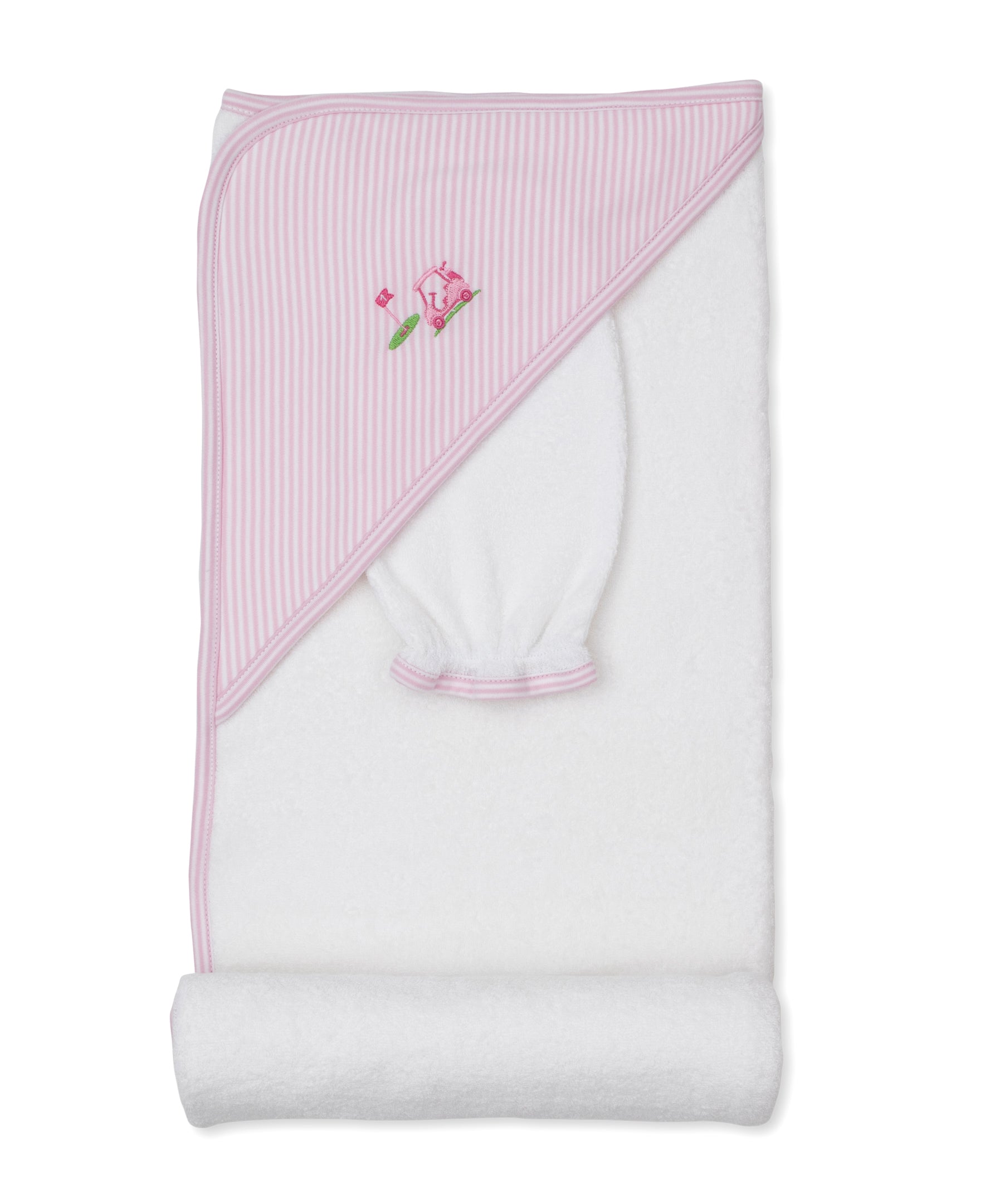 Golf Championship Pink Hooded Towel & Mitt Set - Kissy Kissy