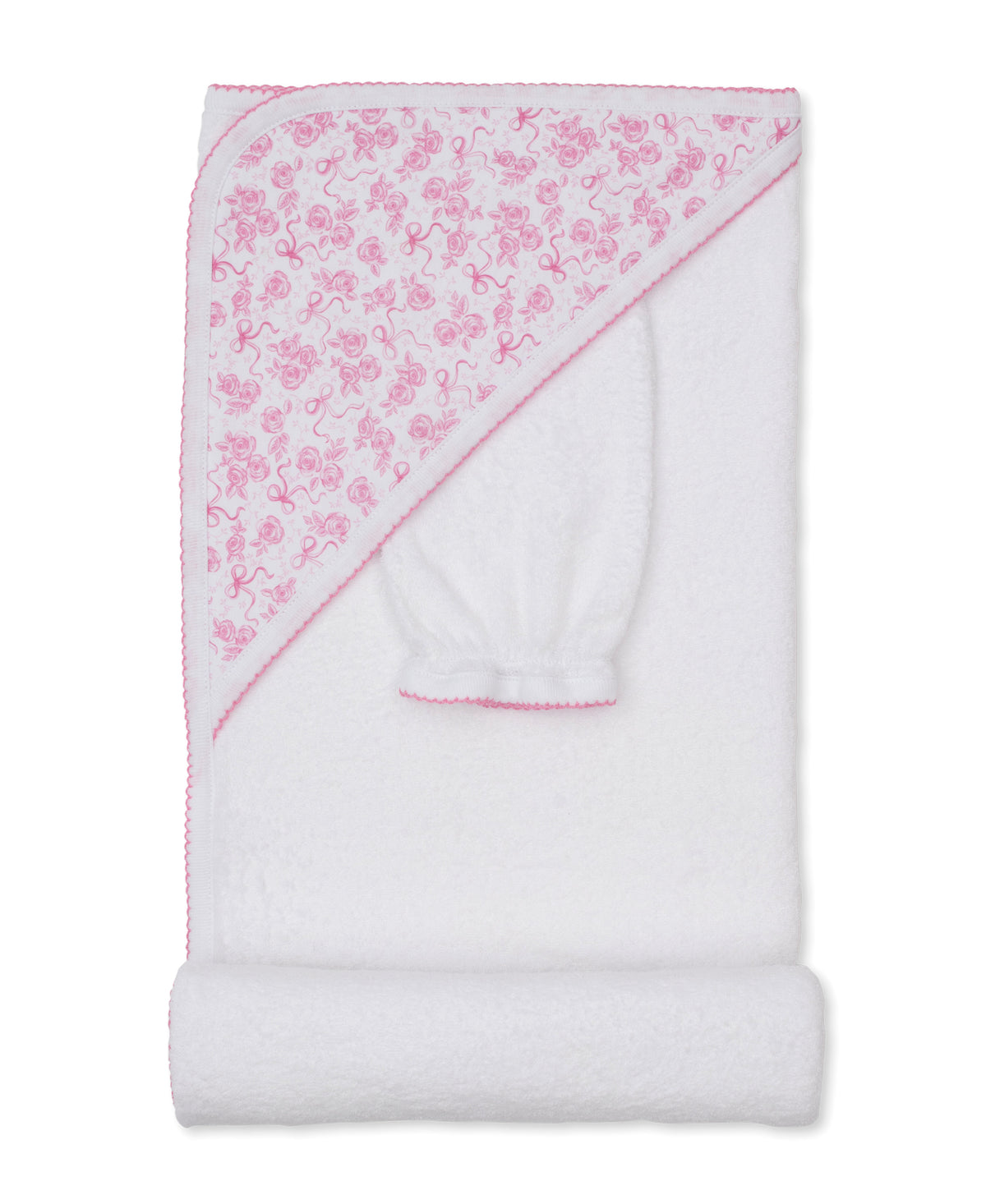 Roses & Bows Pink Towel & Mitt Set - Kissy Kissy