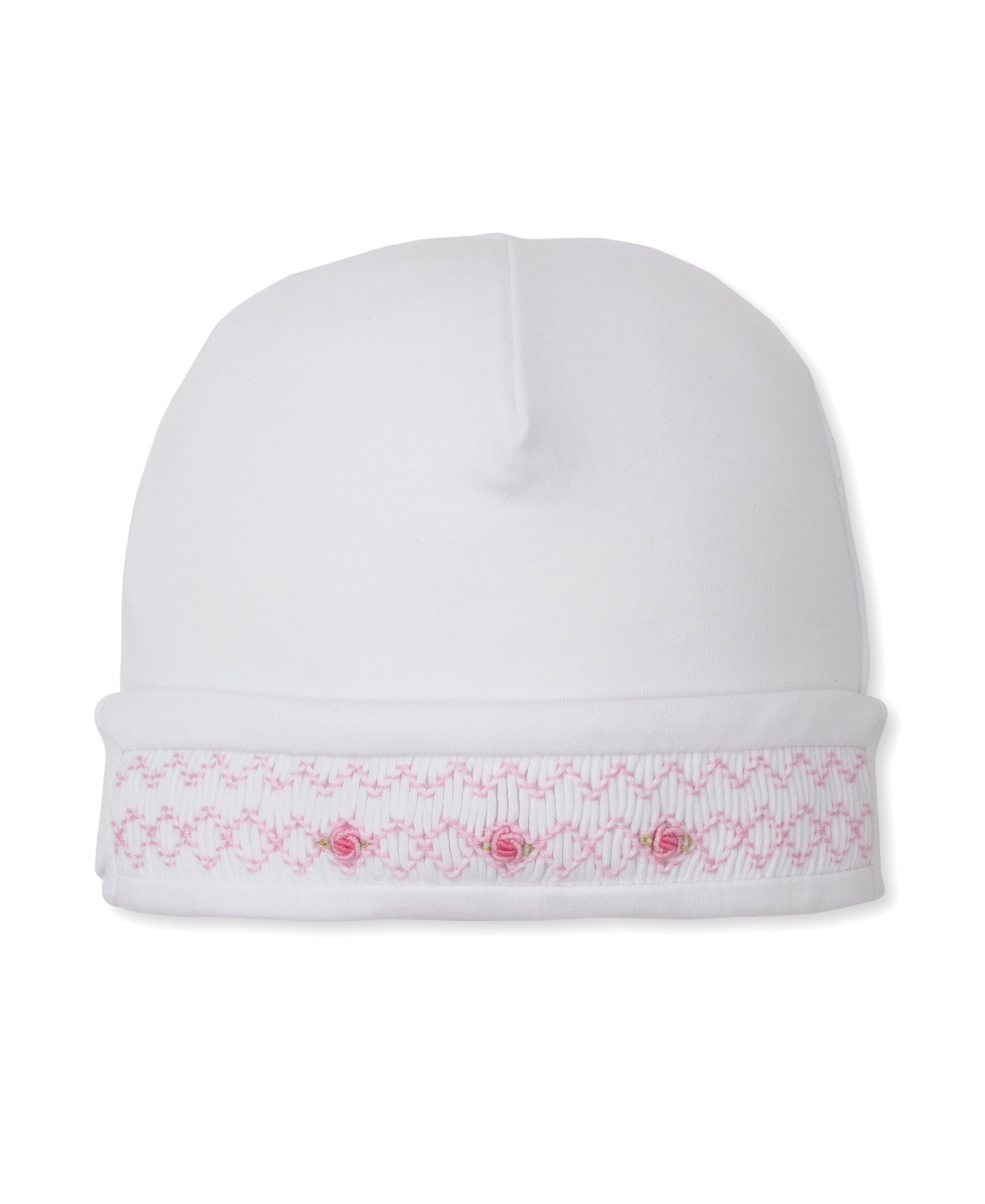 CLB Summer Bishop 26 White/Pink Hand Smocked Hat - Kissy Kissy