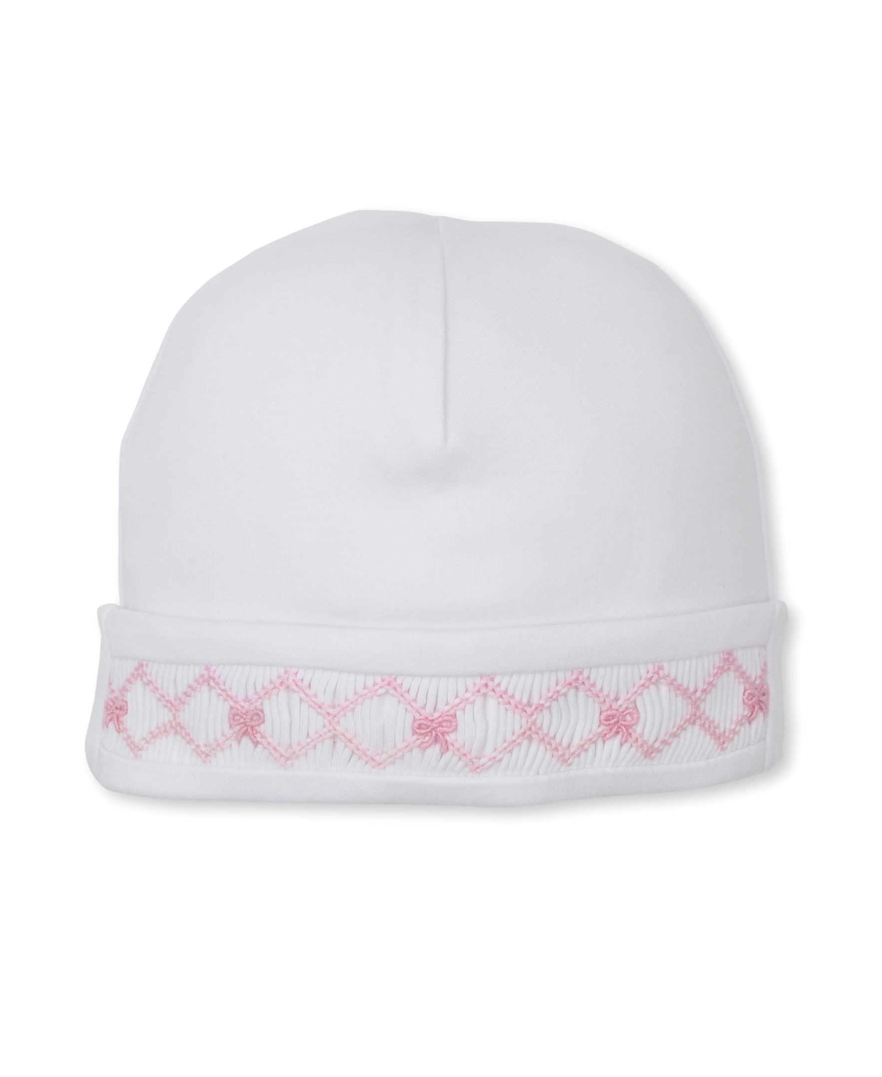 CLB Summer Bows 26 White/Pink Hand Smocked Hat - Kissy Kissy
