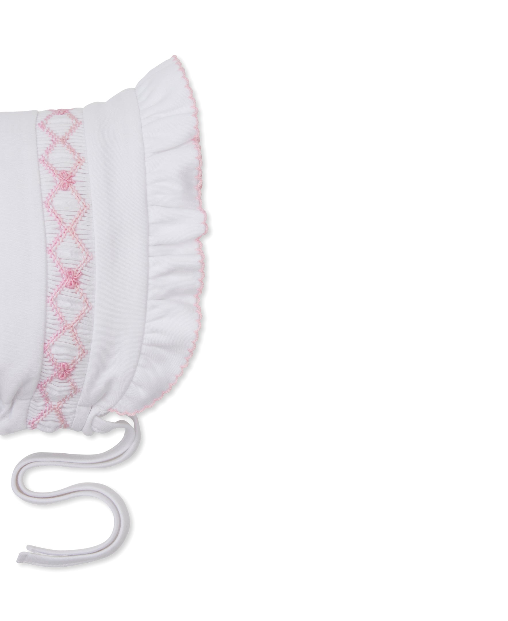 CLB Summer Bows 26 White/Pink Hand Smocked Bonnet - Kissy Kissy
