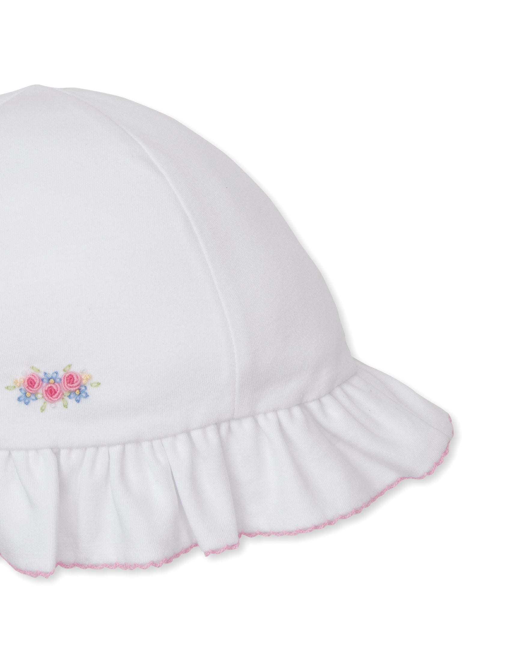 Premier Pastel Gardens White/Pink Hand Emb. Floppy Hat - Kissy Kissy