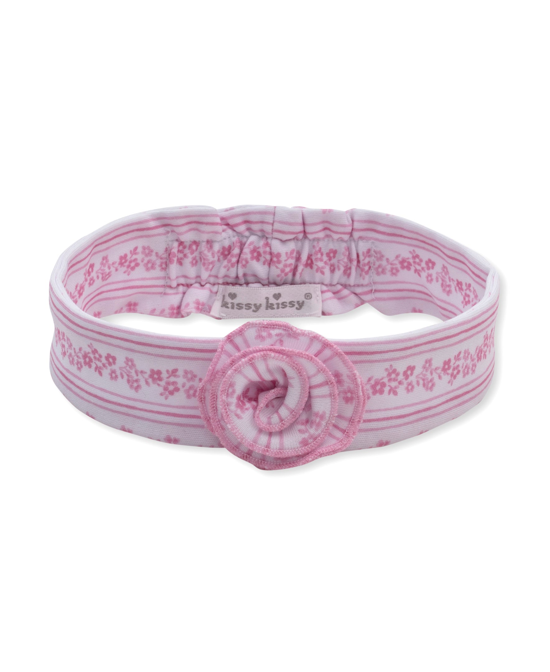 Watercolor Floral Stripes Pink Headband
