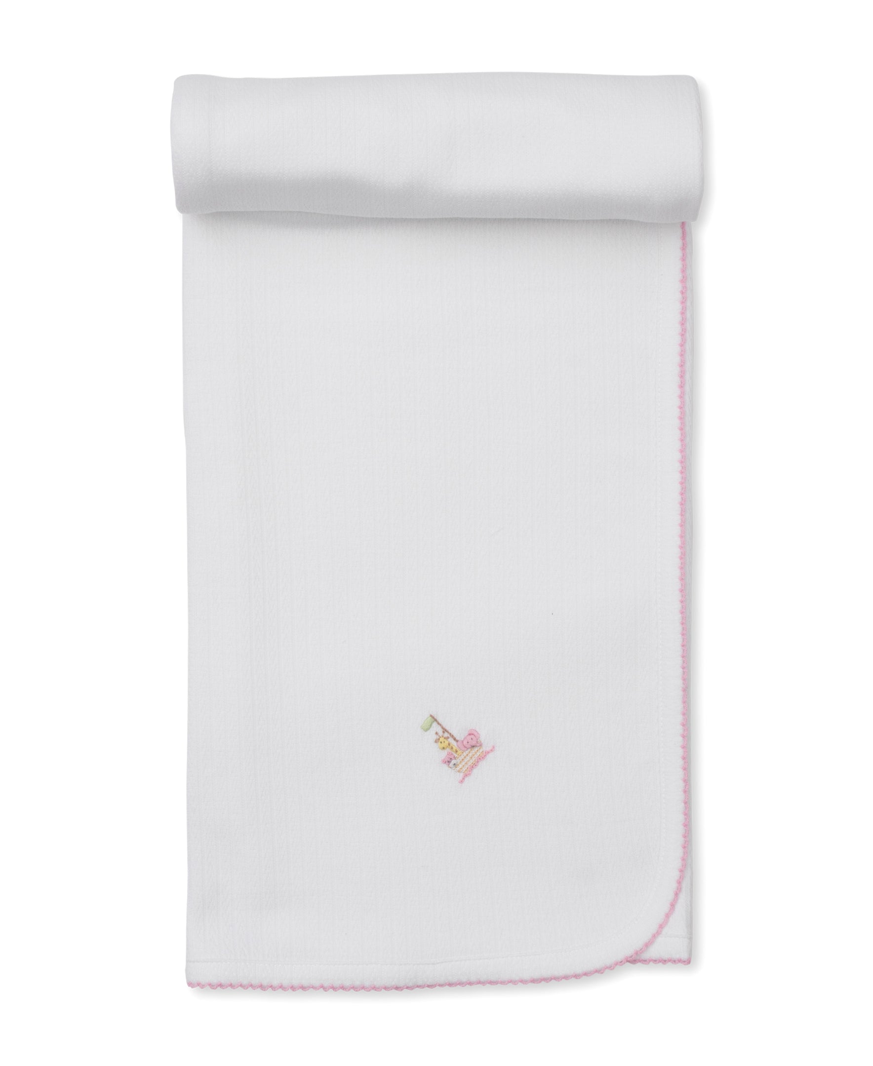 Premier Noah's Ark White/Pink Hand Emb. Blanket - Kissy Kissy