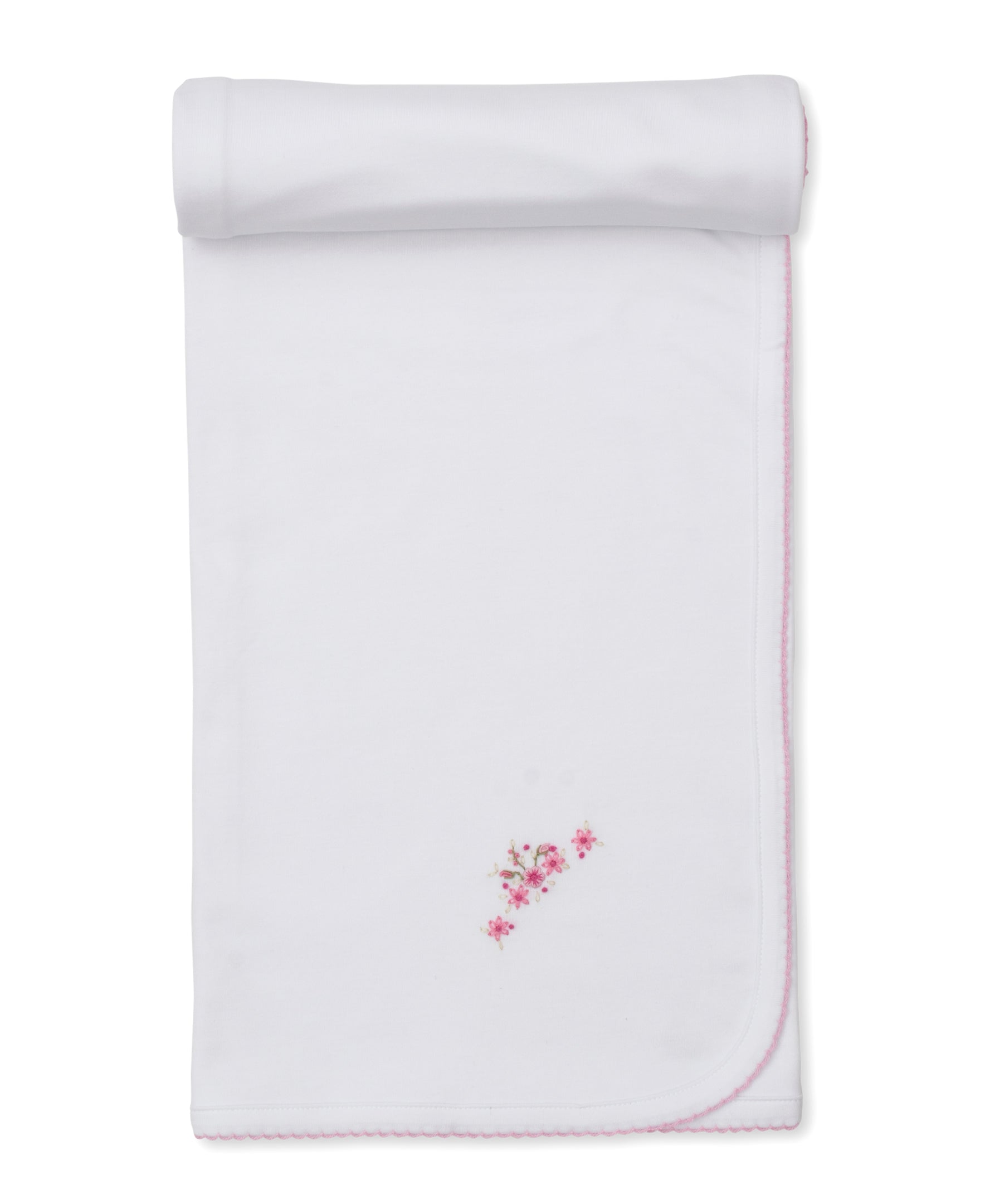 SCE Rose Blooms White/Pink Hand Emb. Blanket - Kissy Kissy