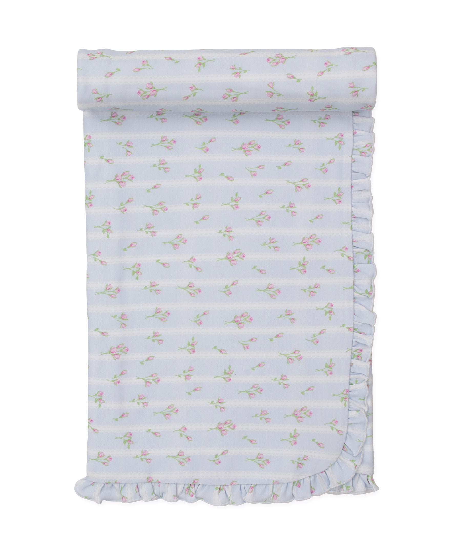 Ribbon Stripe Bouquets Blue Blanket - Kissy Kissy