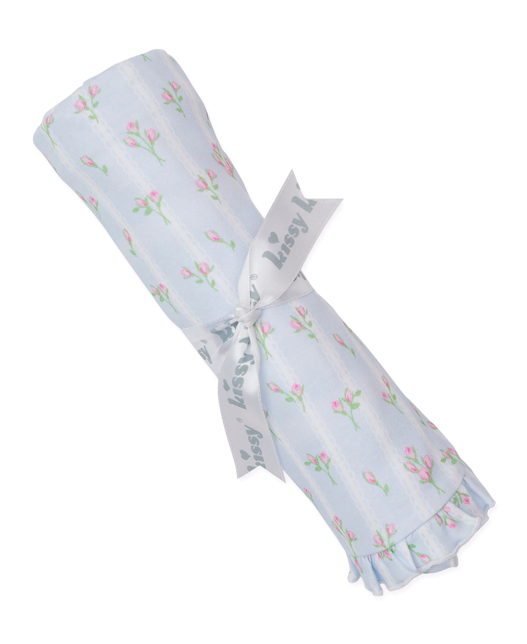 Ribbon Stripe Bouquets Blue Blanket - Kissy Kissy