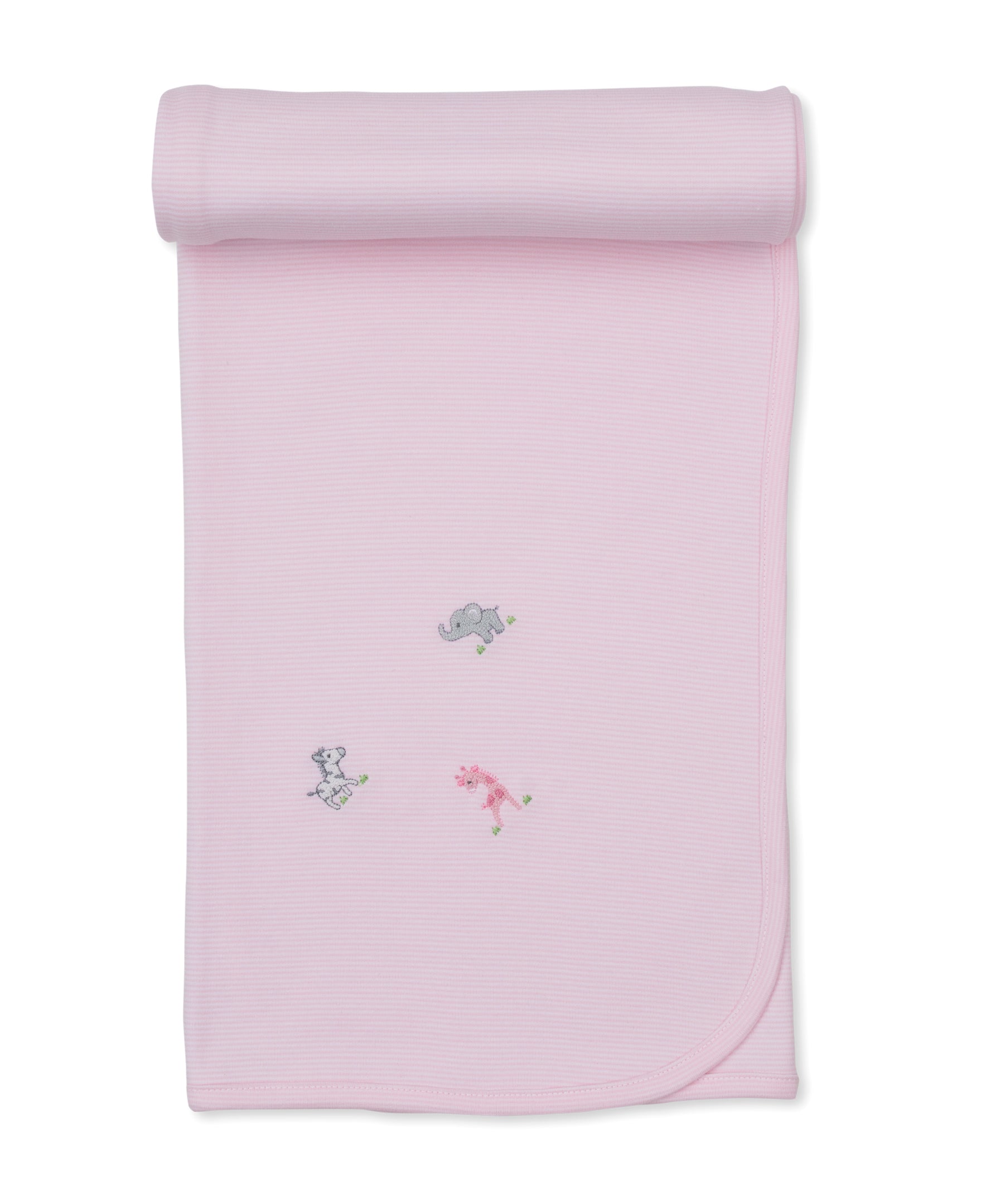 SCE Safari Party Pink Hand Emb. Stripe Blanket - Kissy Kissy