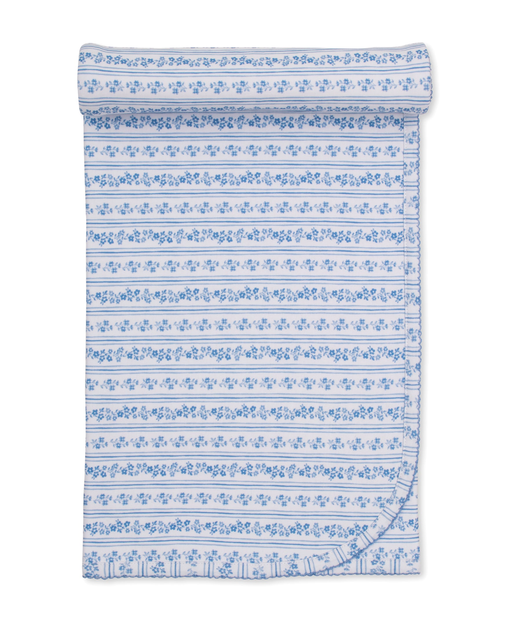 Watercolor Floral Stripes Blue Blanket