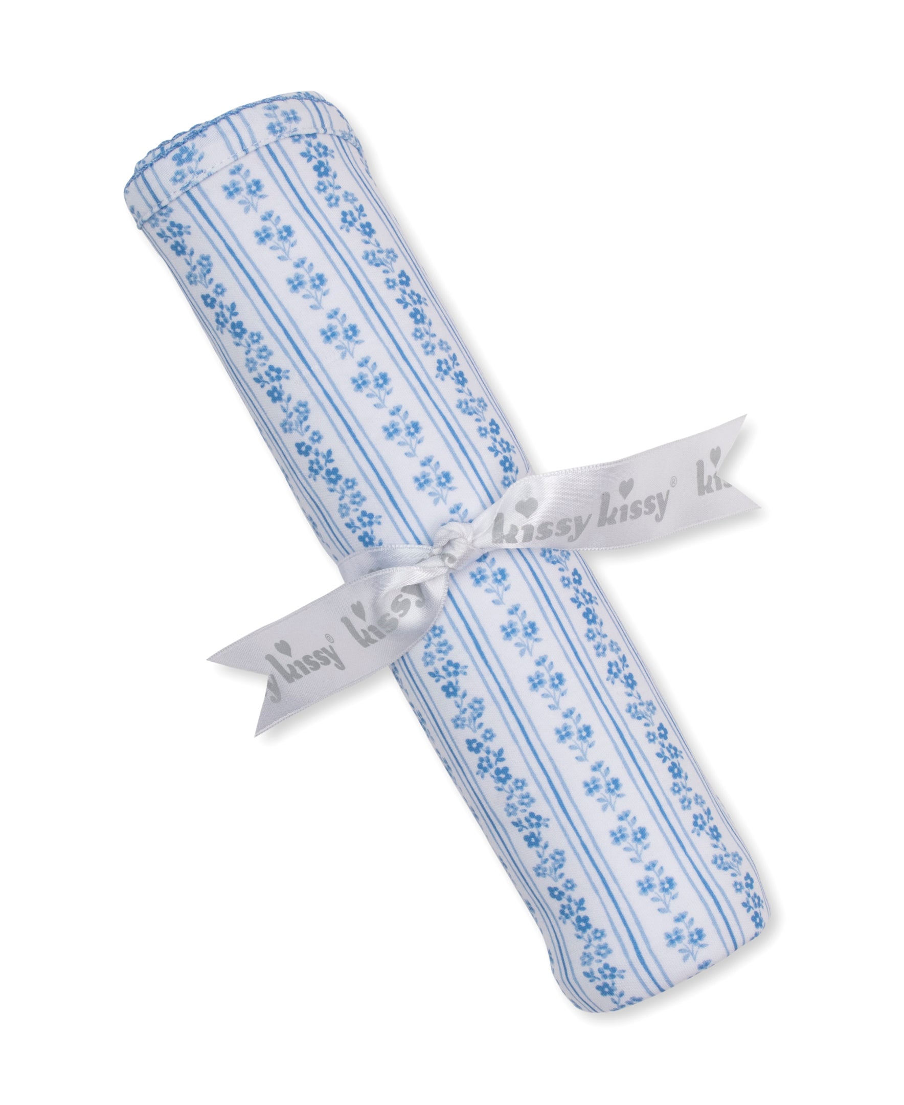 Watercolor Floral Stripes Blue Blanket