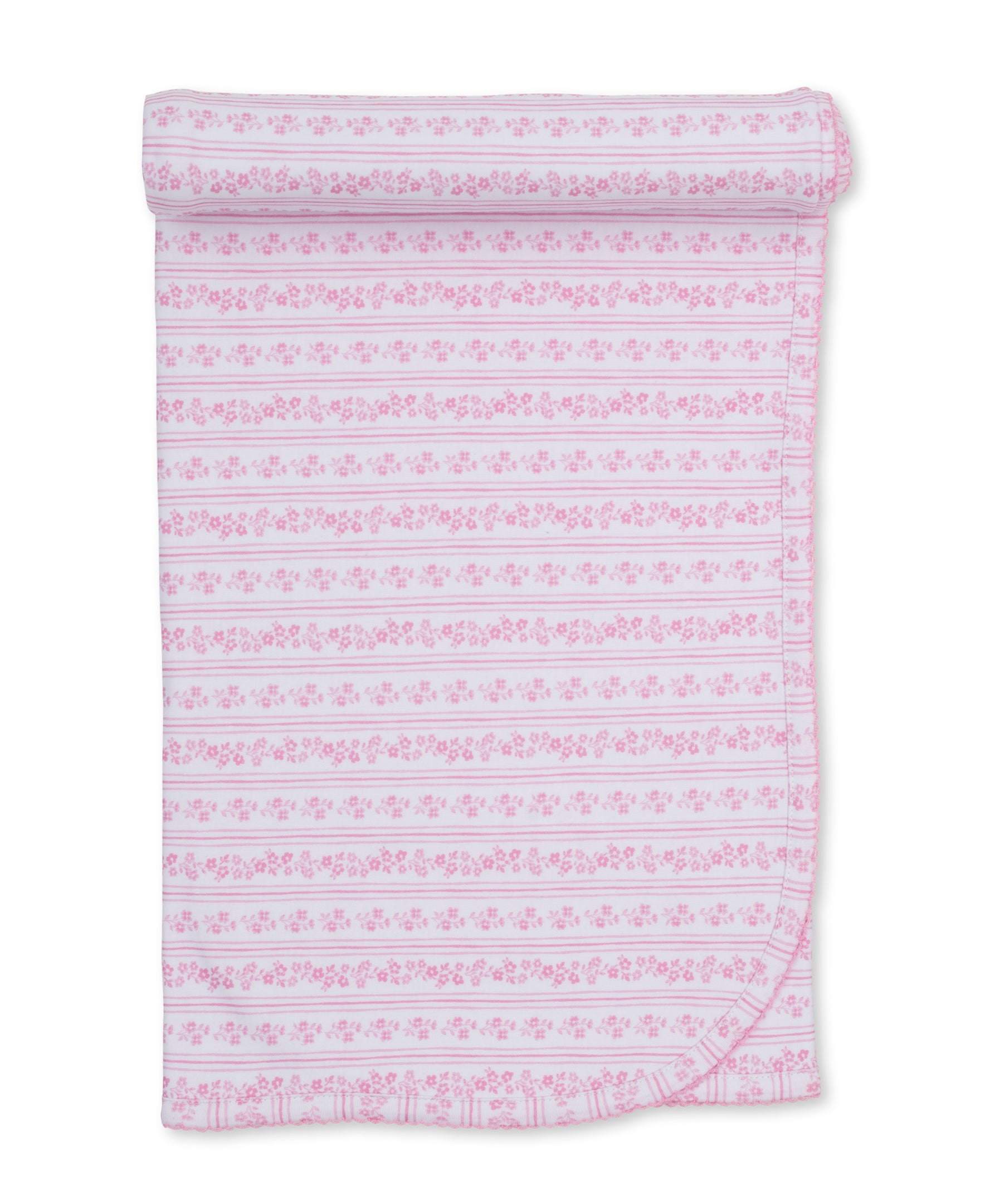 Watercolor Floral Stripes Pink Blanket