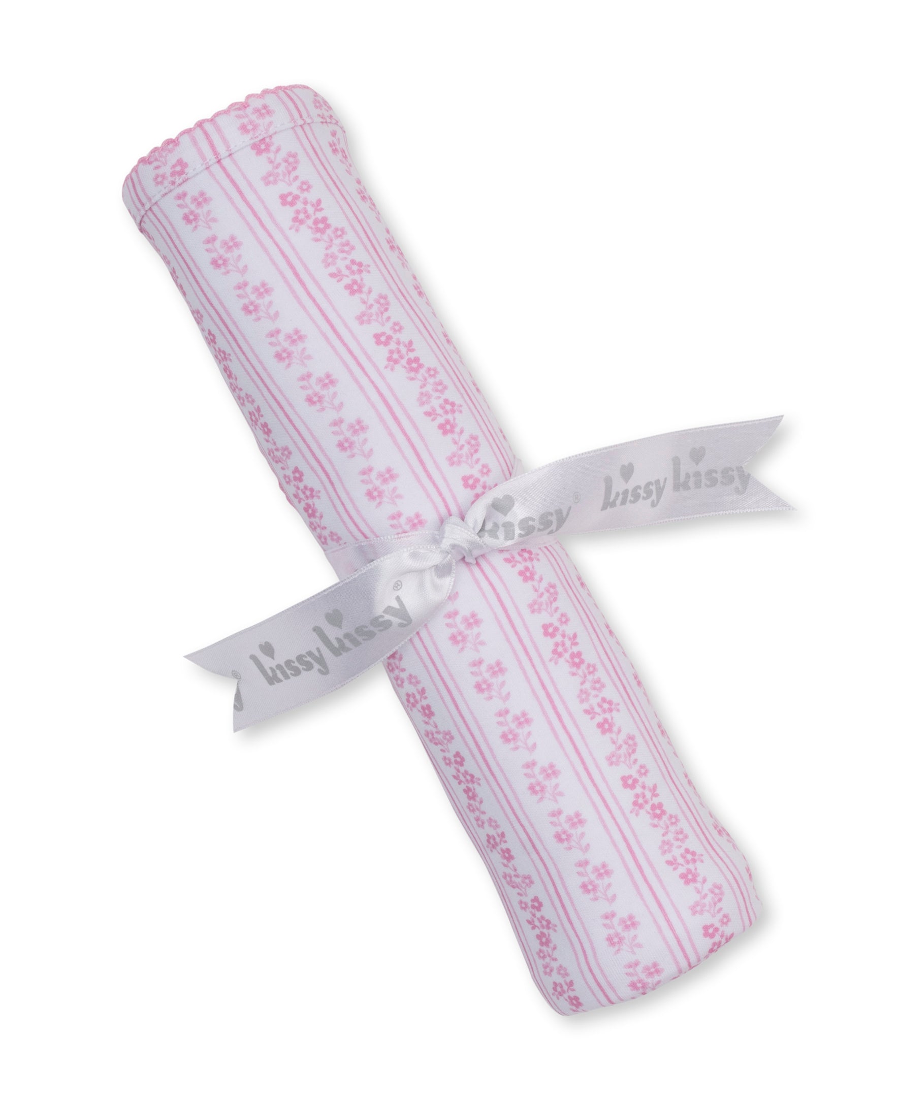 Watercolor Floral Stripes Pink Blanket