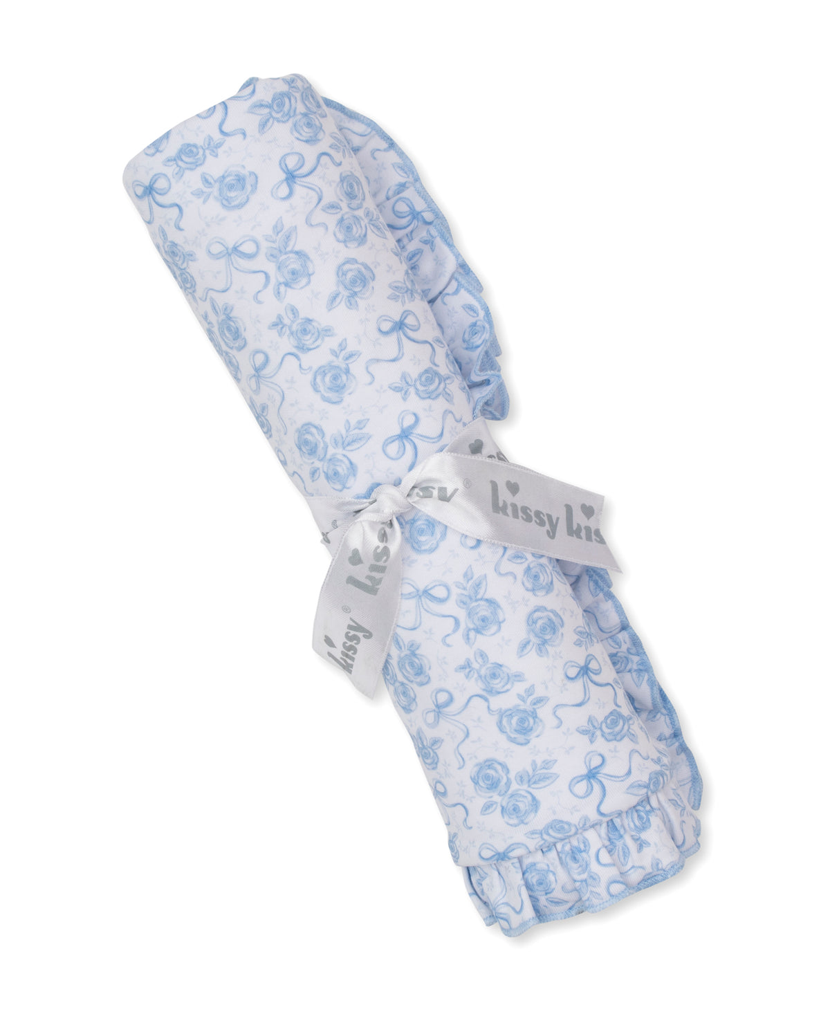 Roses & Bows Blue Blanket - Kissy Kissy