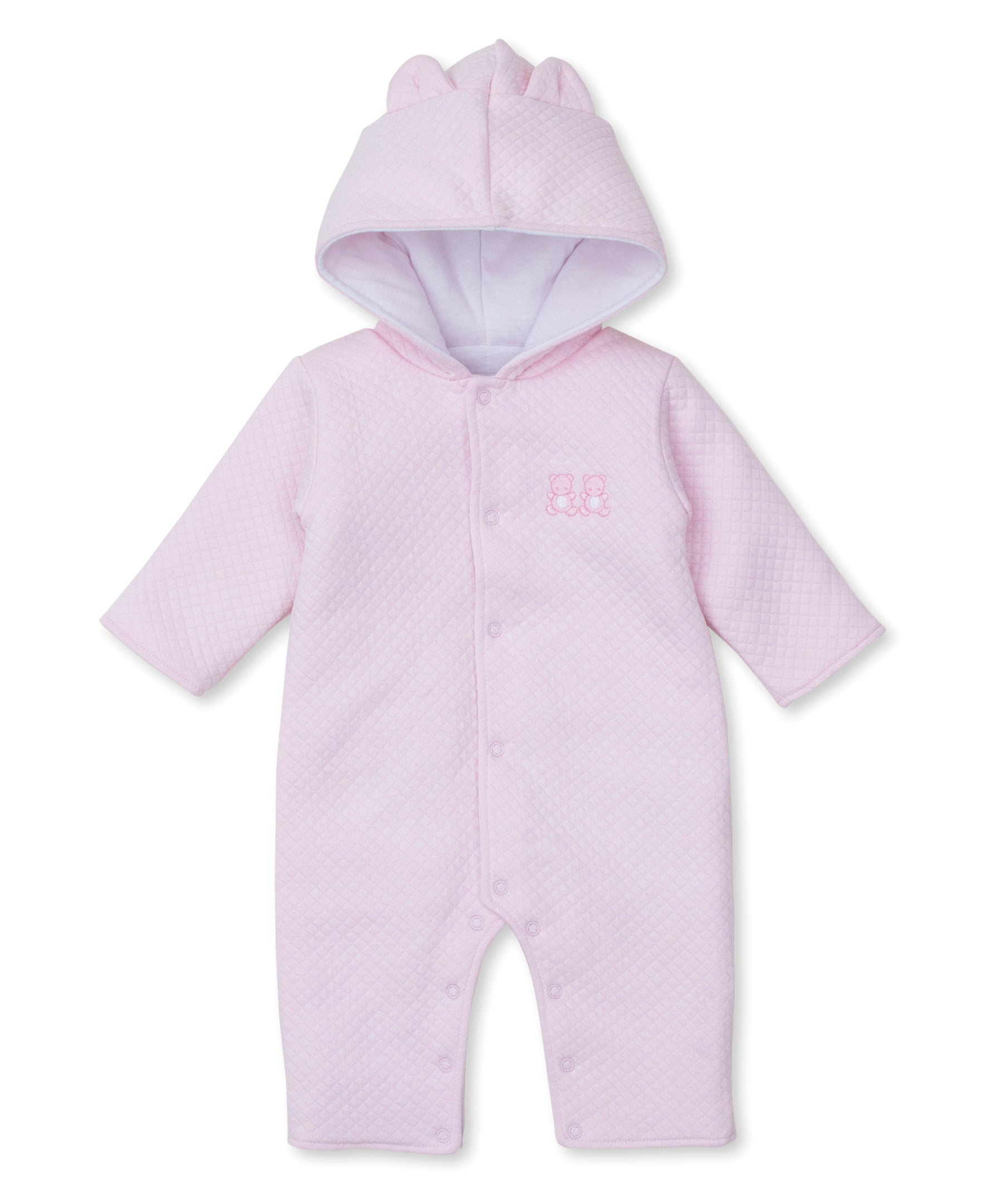 Baby Bear Cub Pink Jacquard Padded Playsuit - Kissy Kissy