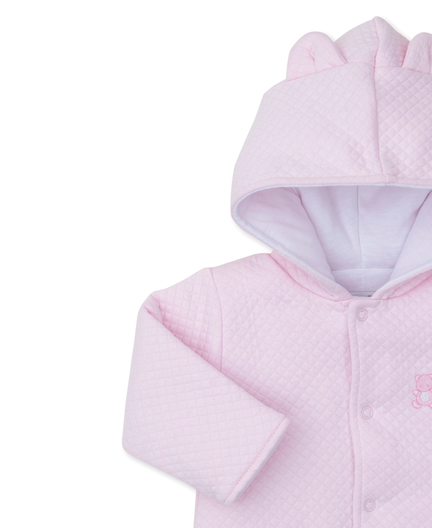 Baby Bear Cub Pink Jacquard Padded Playsuit - Kissy Kissy