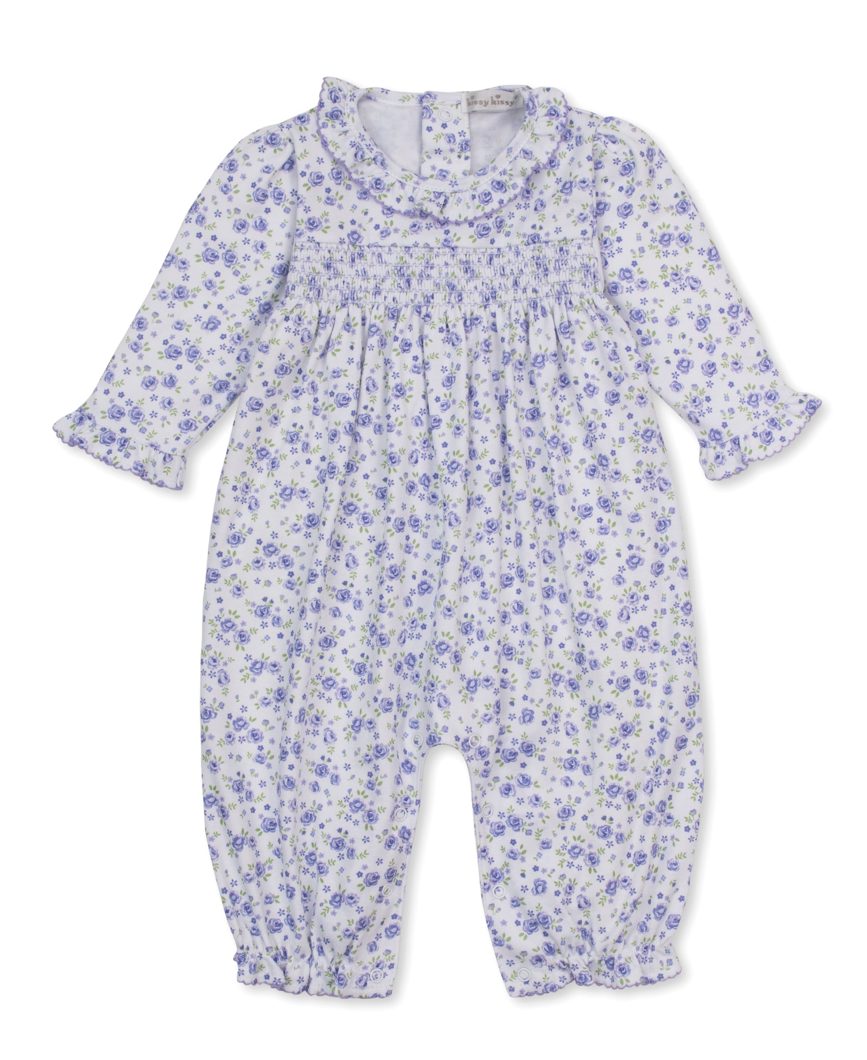 Cottage Roses Lilac Smocked Playsuit - Kissy Kissy