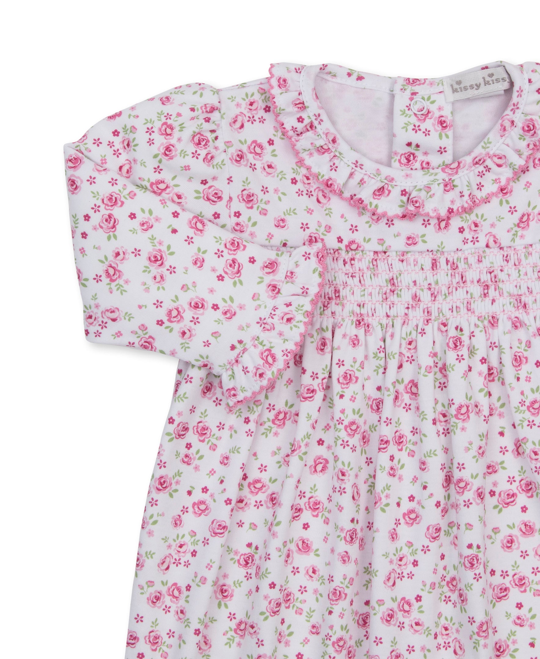 Cottage Roses Pink Smocked Playsuit - Kissy Kissy