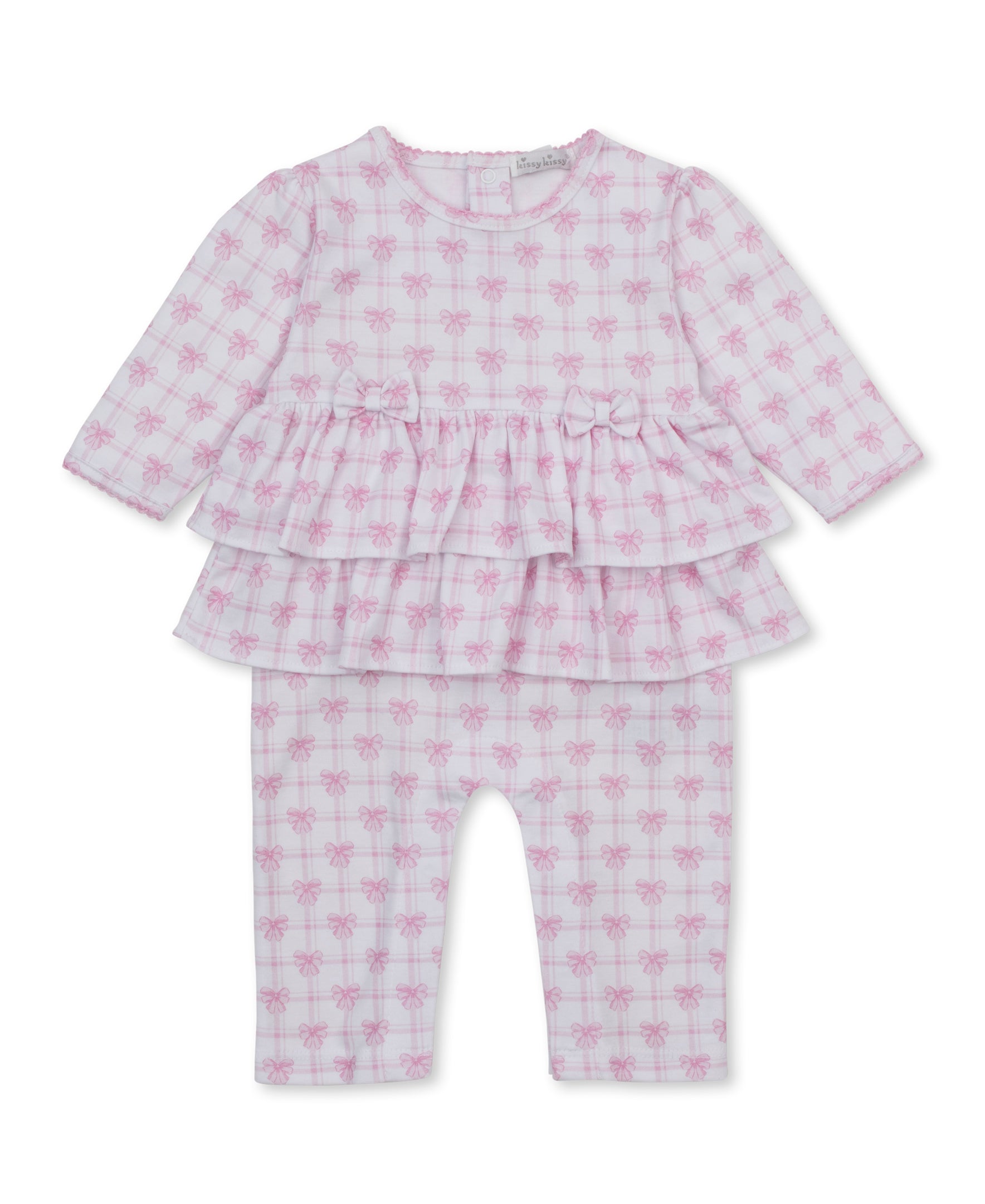 Windowpane Bows Pink Playsuit