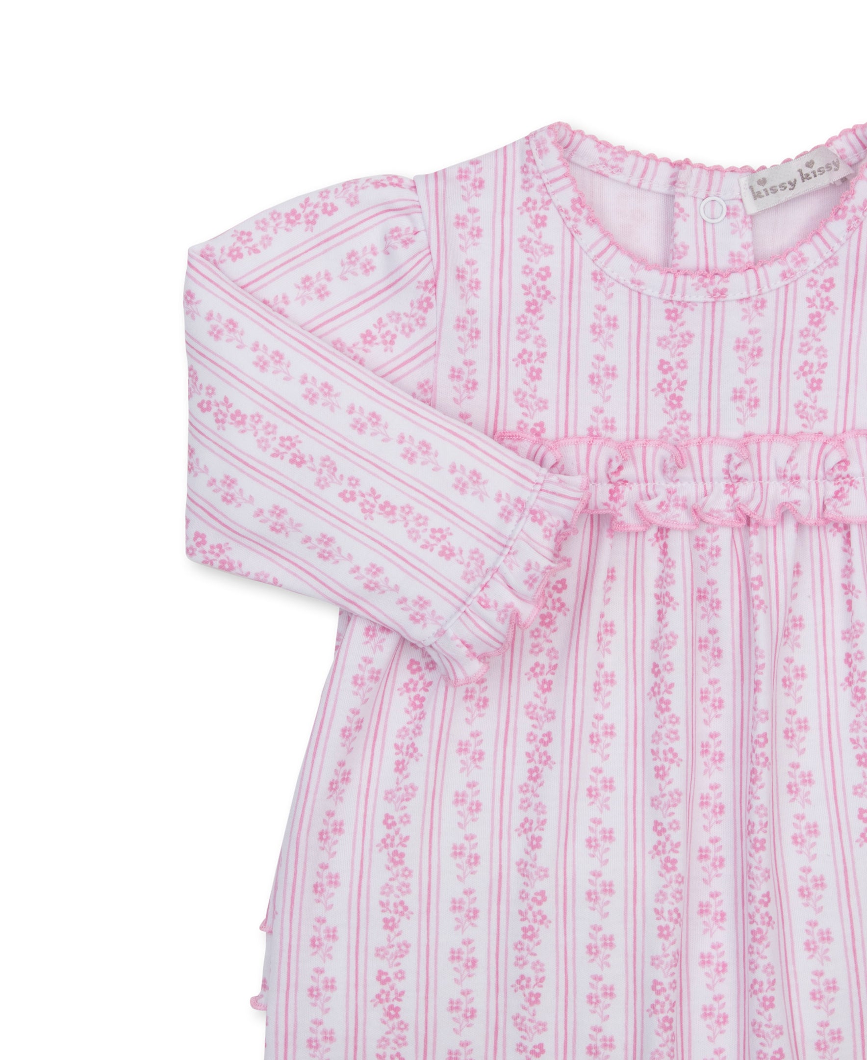 Watercolor Floral Stripes Pink Ruffle Playsuit