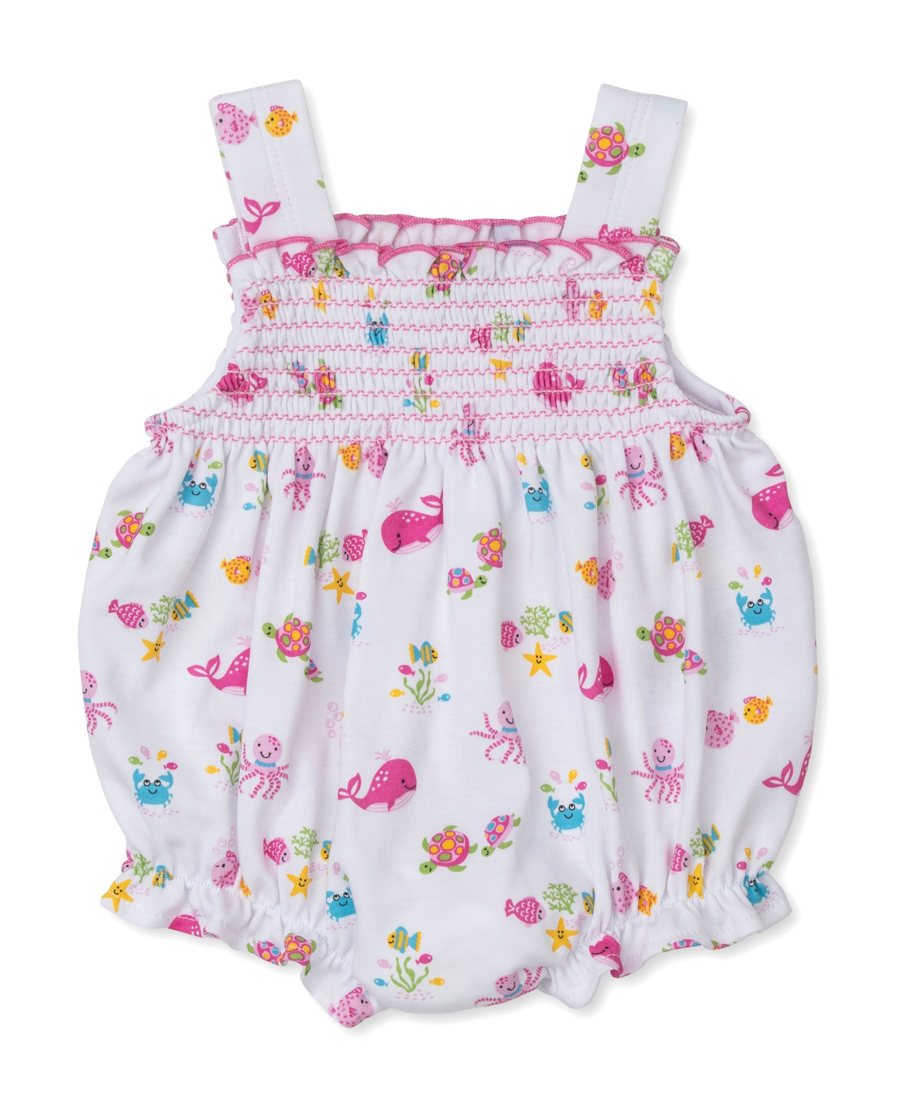 Ocean Antics Pink Smocked Bubble - Kissy Kissy