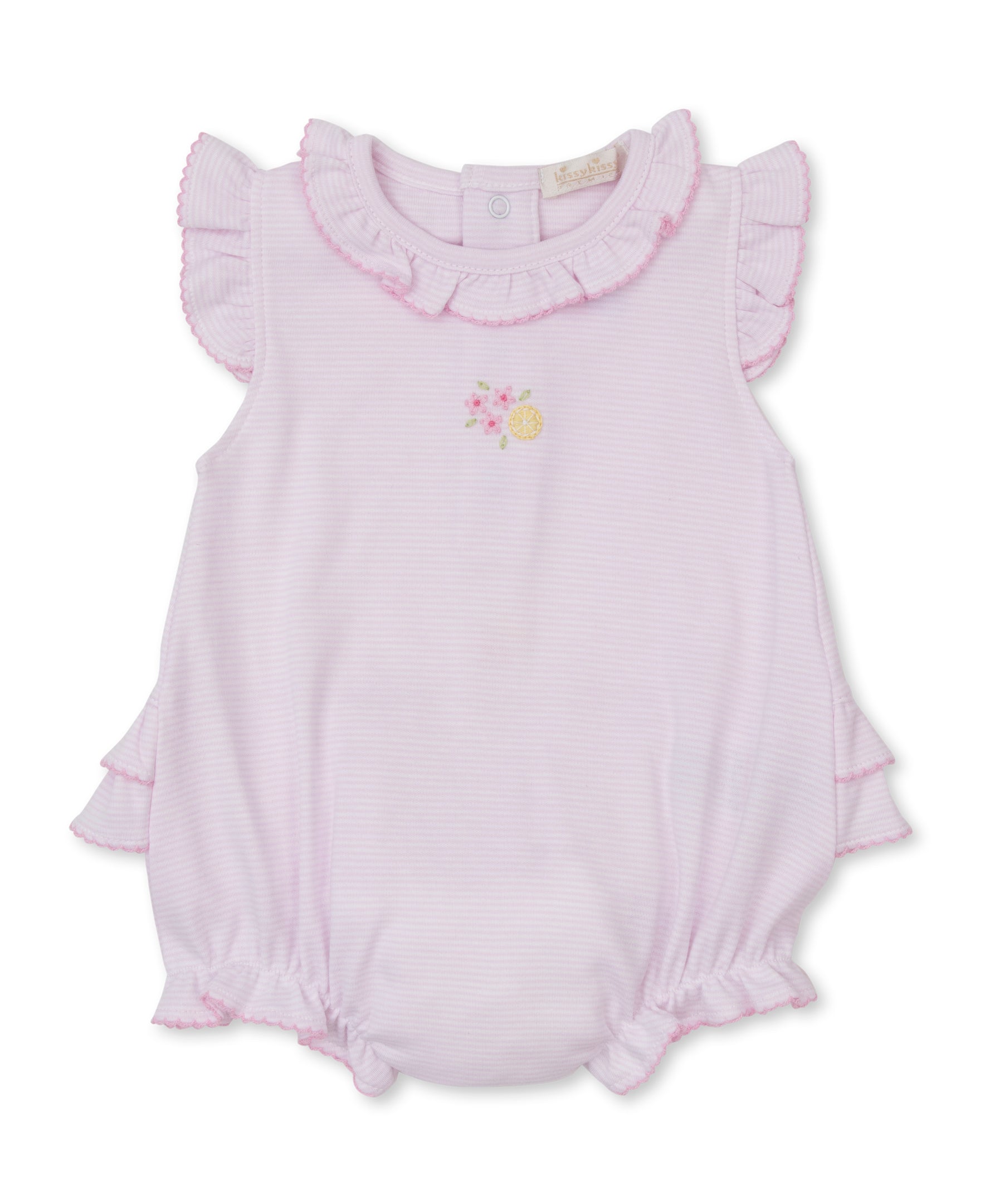 SCE Lemon Blossoms Pink Hand Emb. Stripe Bubble