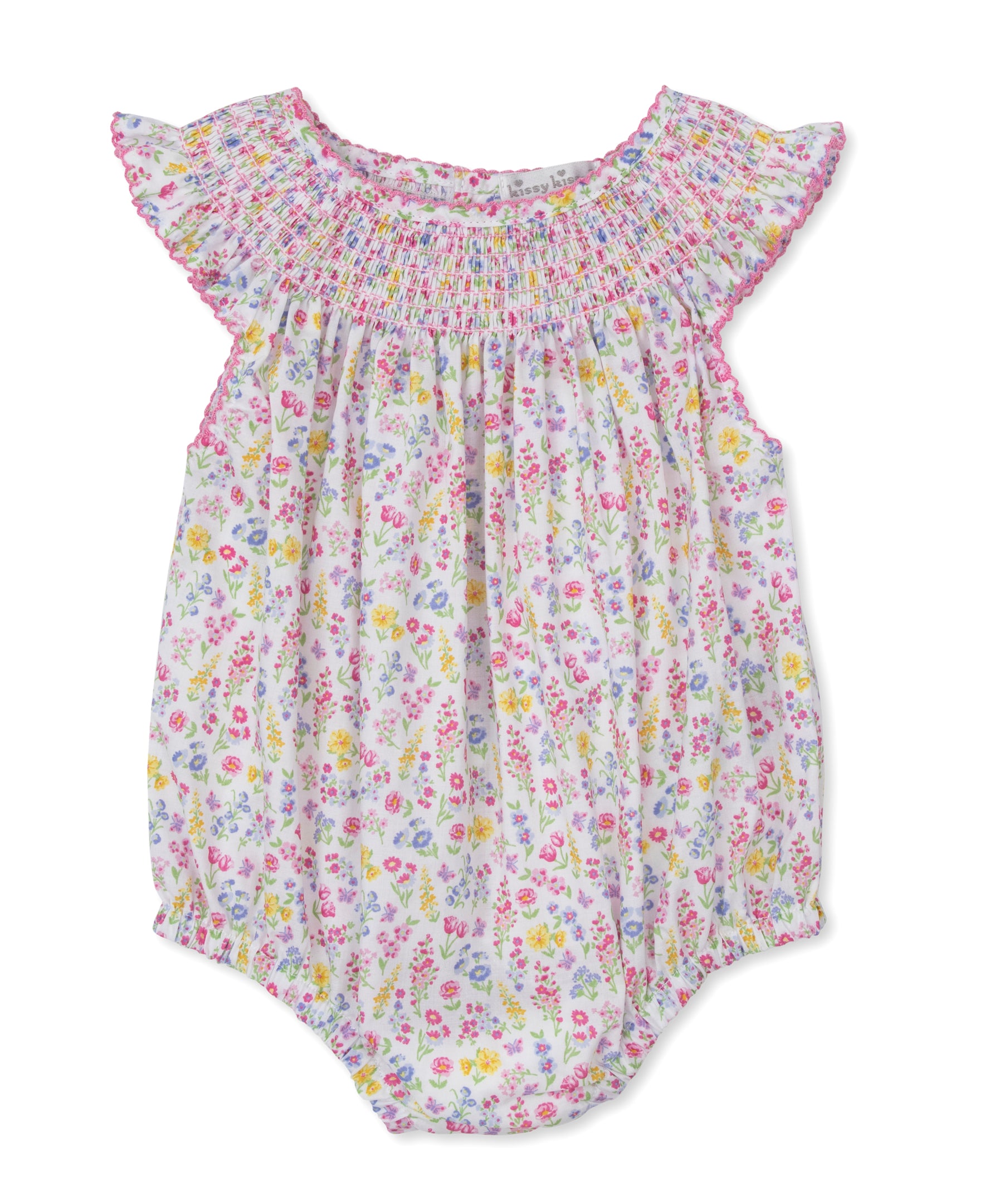 Pastel Gardens Floral Smocked Woven Bubble - Kissy Kissy