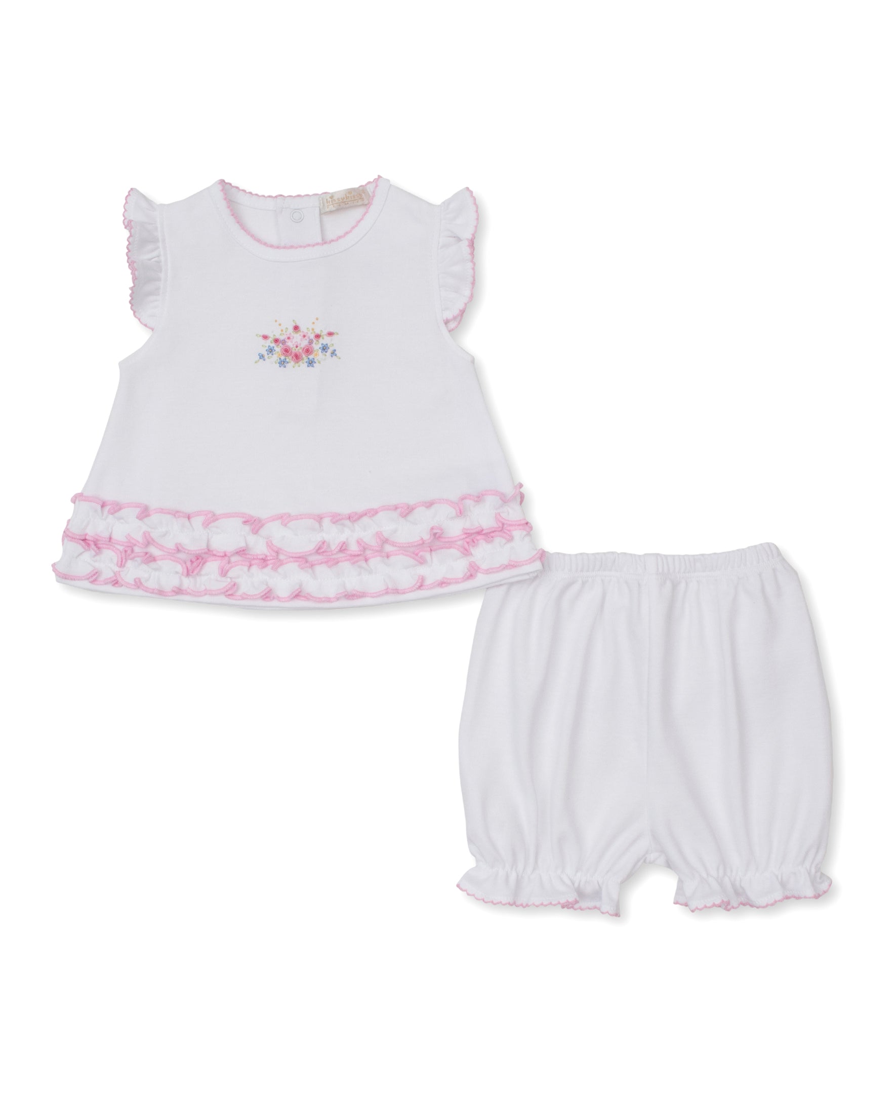 Premier Pastel Gardens White/Pink Hand Emb. Sunsuit Set - Kissy Kissy