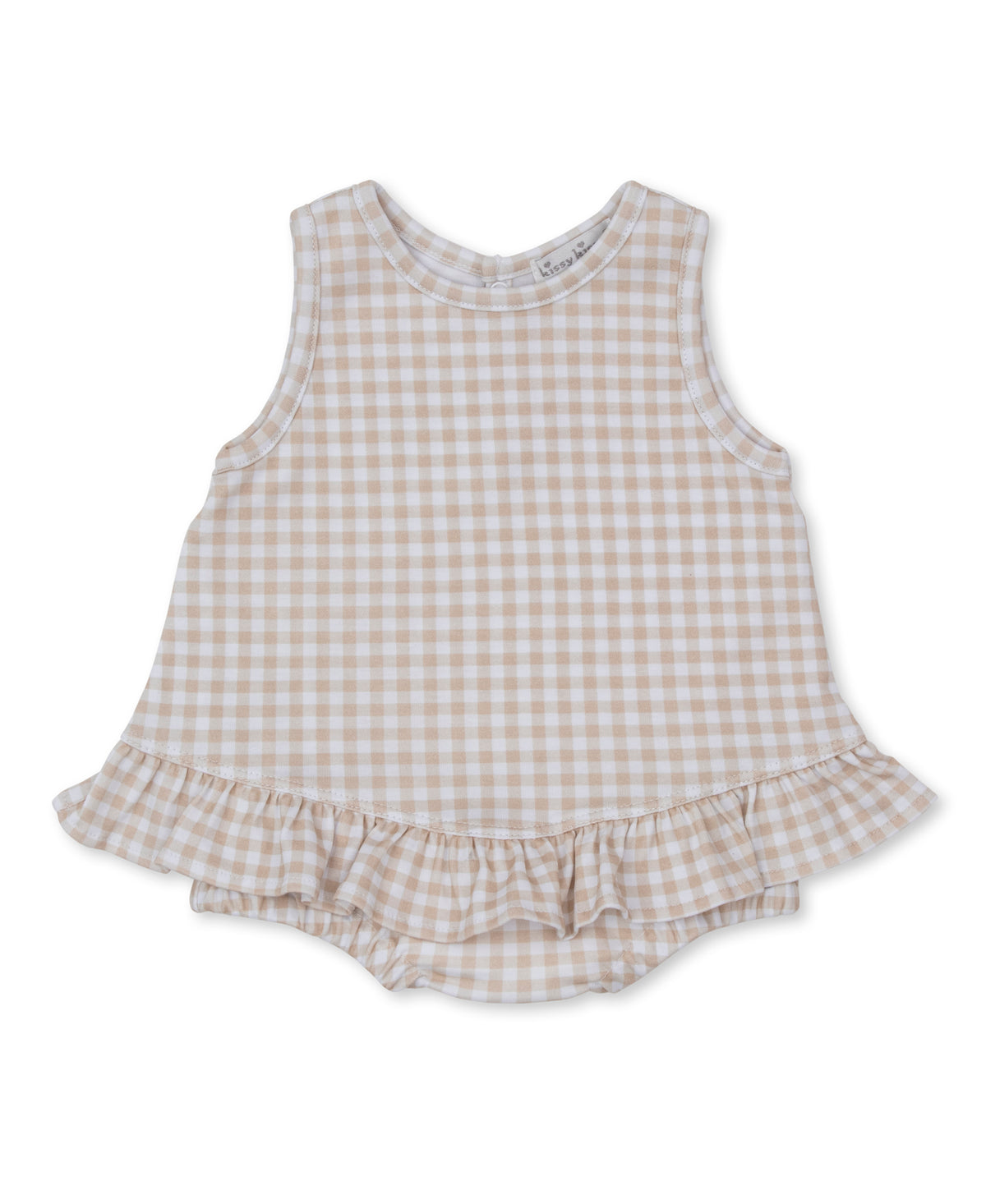 Gingham Traditions Tan Ruffle Bubble - Kissy Kissy