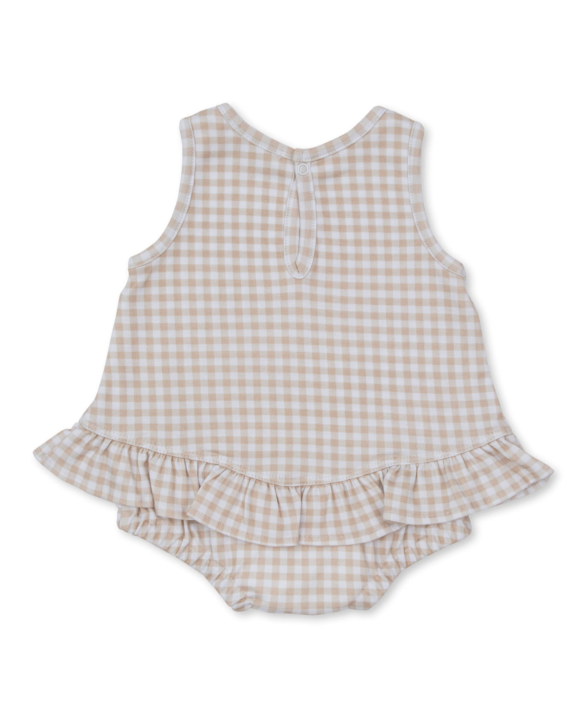 Gingham Traditions Tan Ruffle Bubble - Kissy Kissy