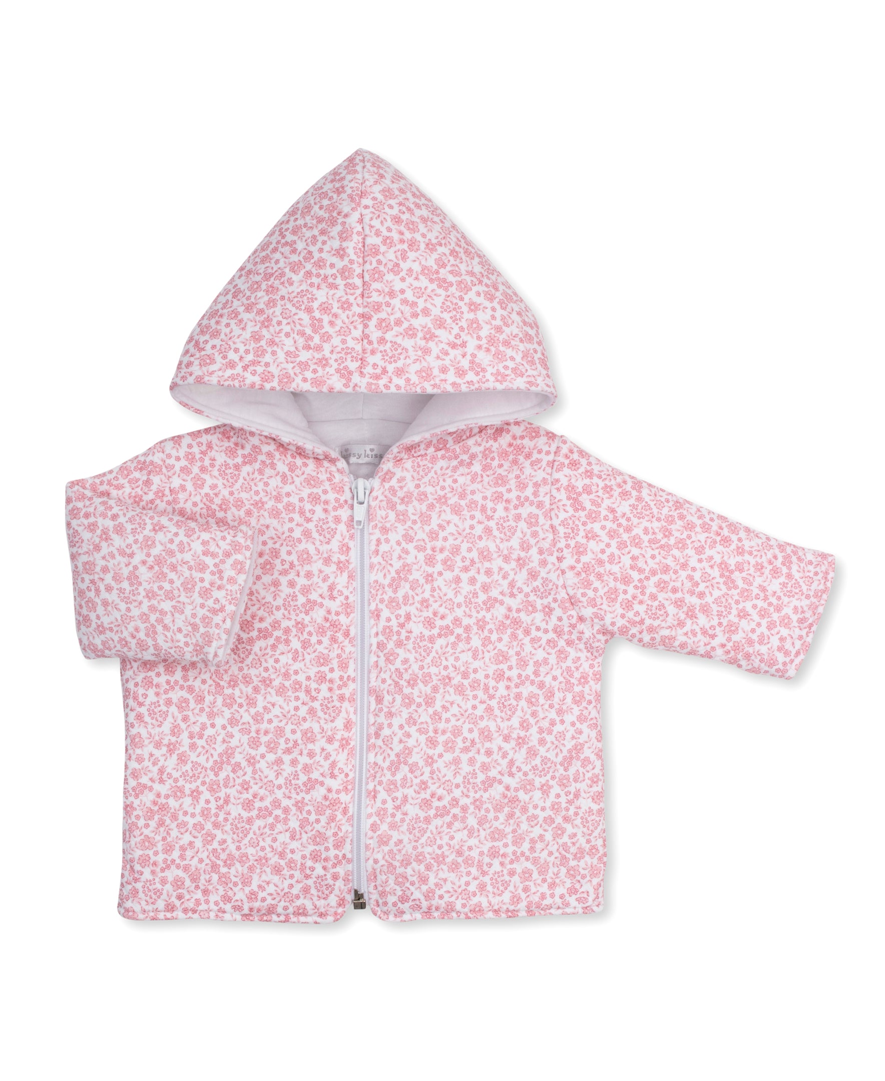 Fall Blooms Pink Padded Jacquard Zip Jacket - Kissy Kissy