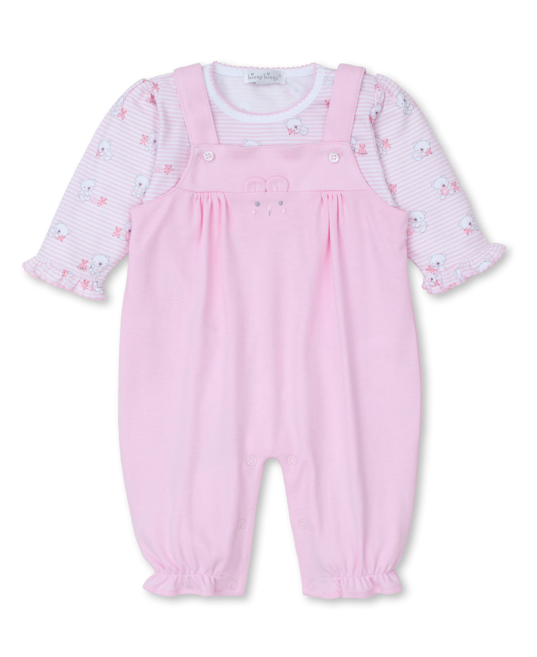 Beary Best Friends Pink Overall Set - Kissy Kissy