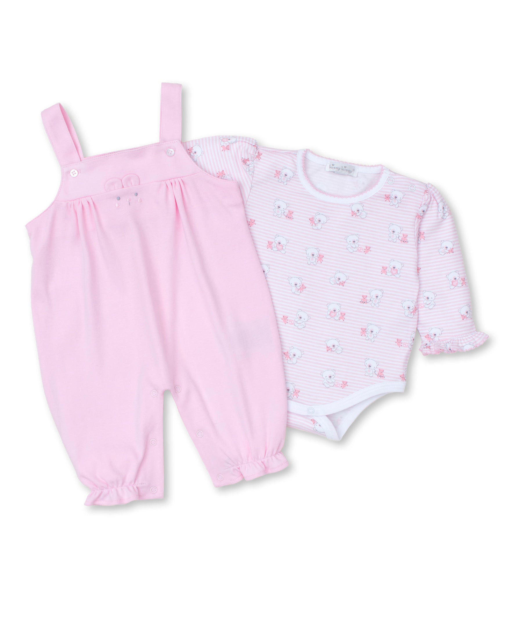 Beary Best Friends Pink Overall Set - Kissy Kissy