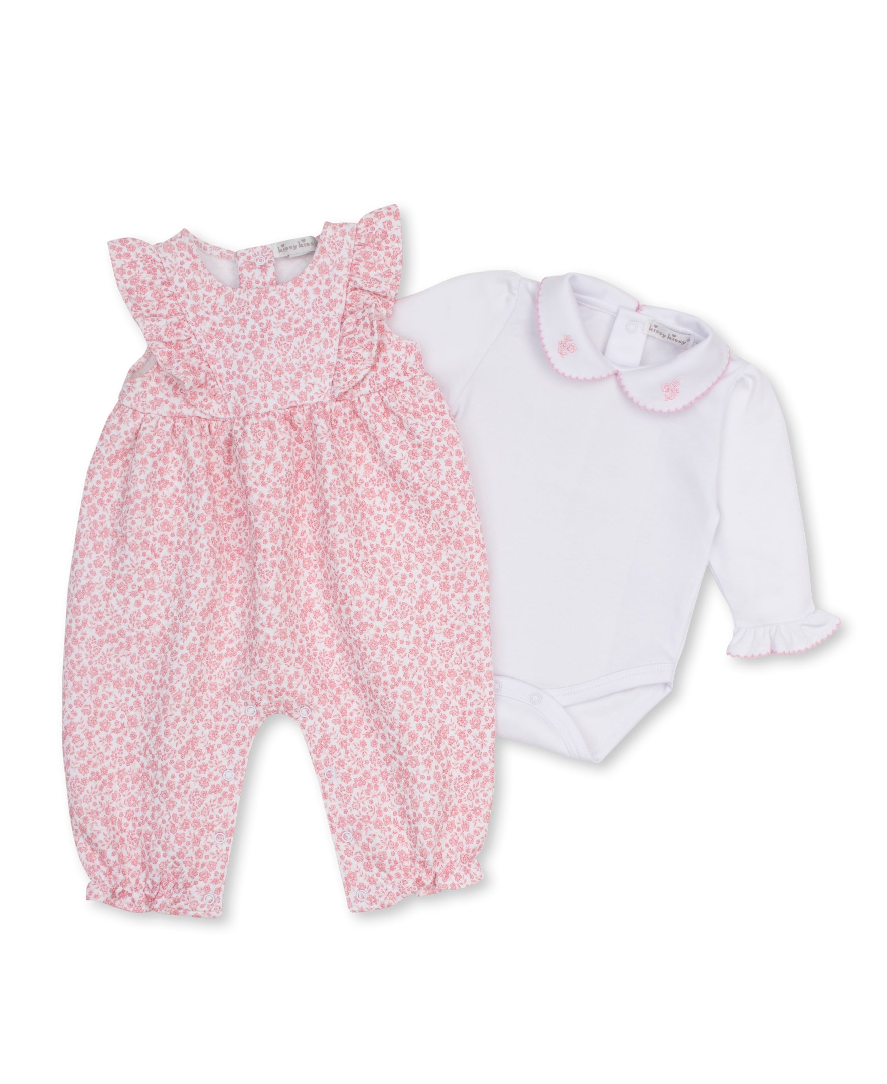 Fall Blooms Pink Jacquard Overall Set - Kissy Kissy