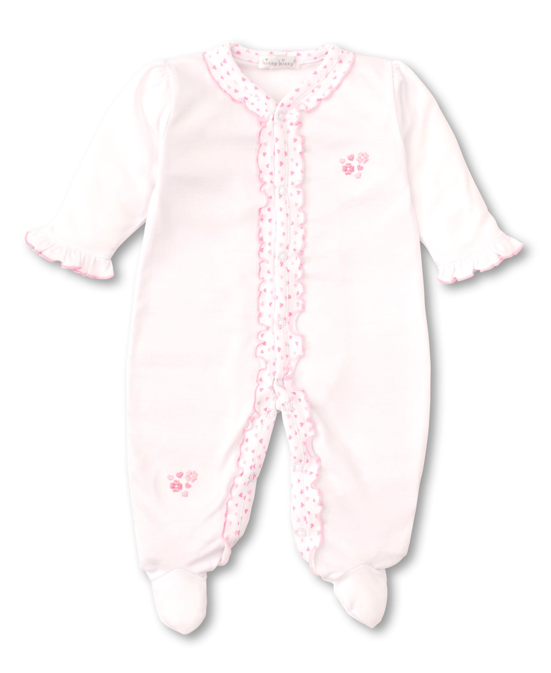 Kissy Sweethearts White Ruffle Footie - Kissy Kissy