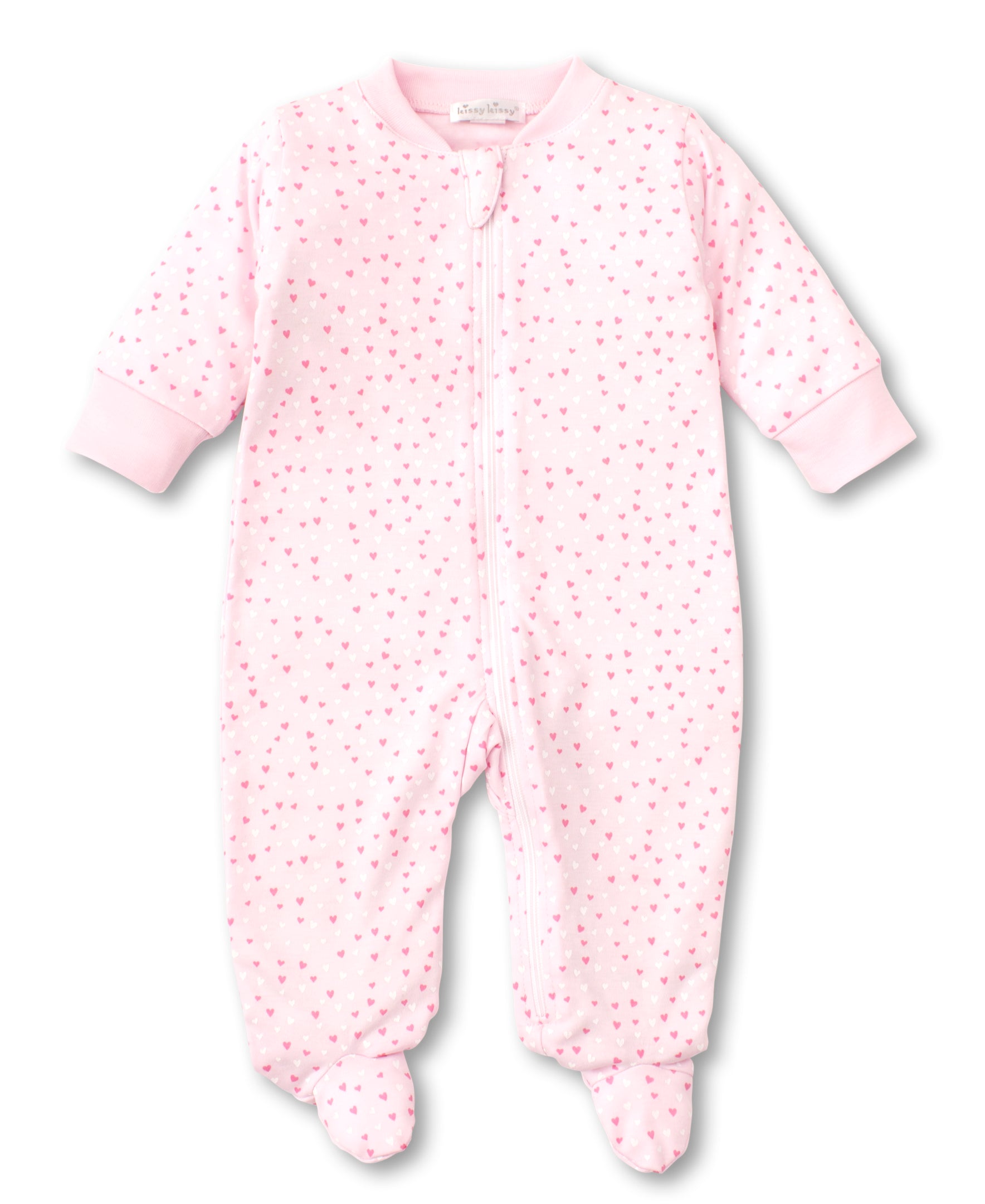 Kissy Sweethearts Pink Zip Footie - Kissy Kissy