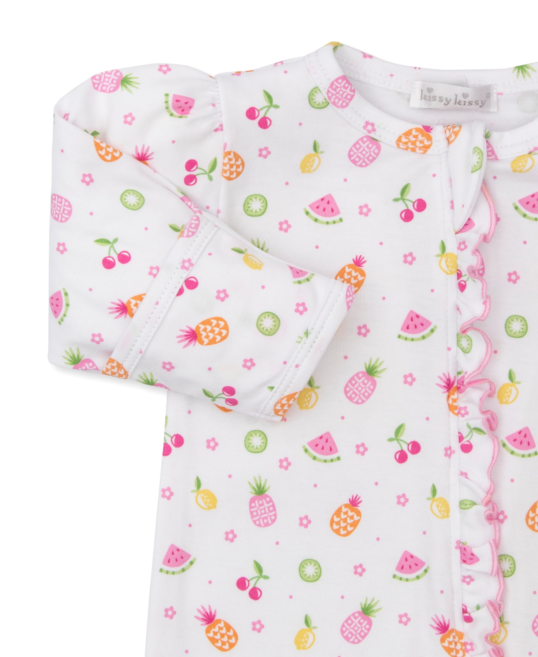 Fruit Fiesta White Zip Footie - Kissy Kissy