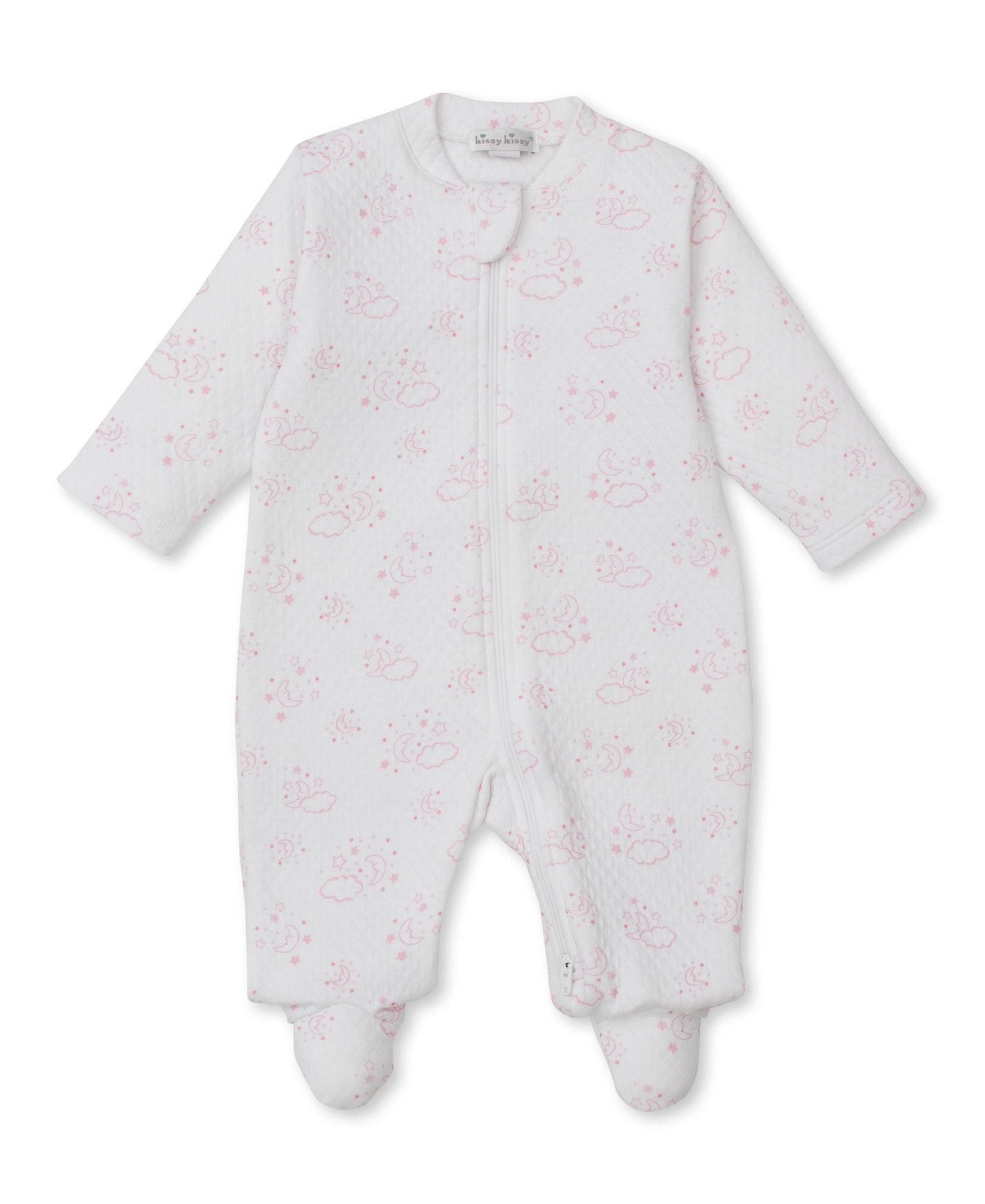 Cheerful Goodnight Pink Jacquard Zip Footie - Kissy Kissy