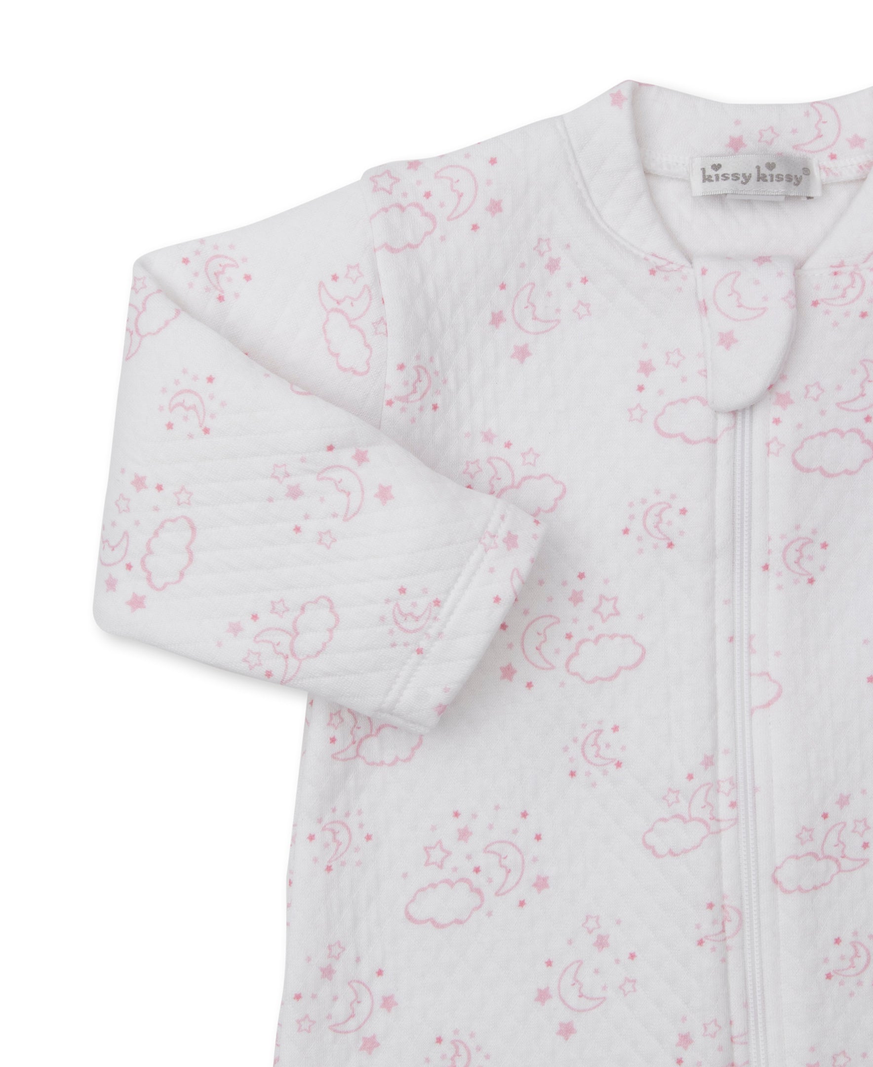 Cheerful Goodnight Pink Jacquard Zip Footie - Kissy Kissy