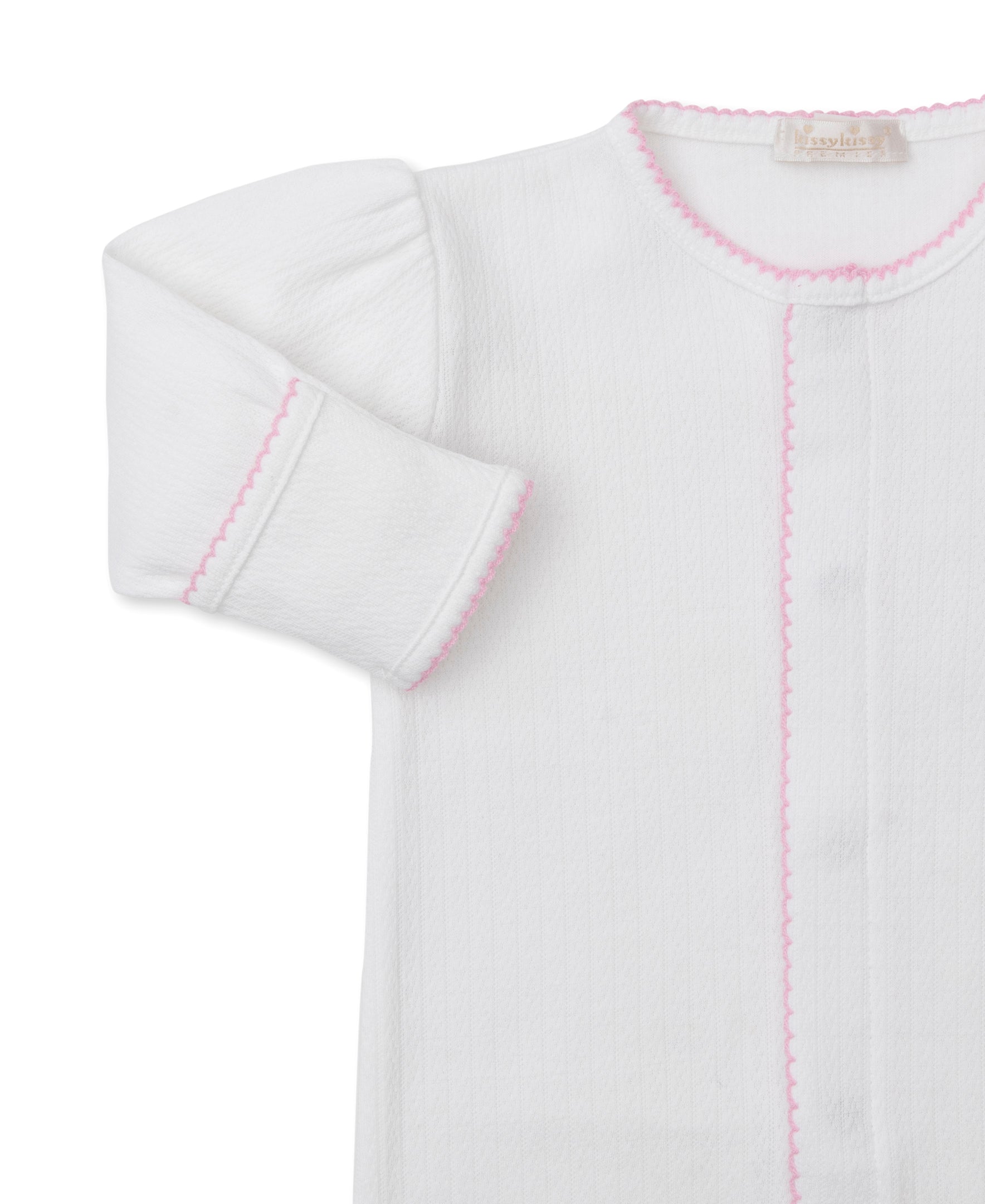 Premier Noah's Ark White/Pink Hand Emb. Footie - Kissy Kissy