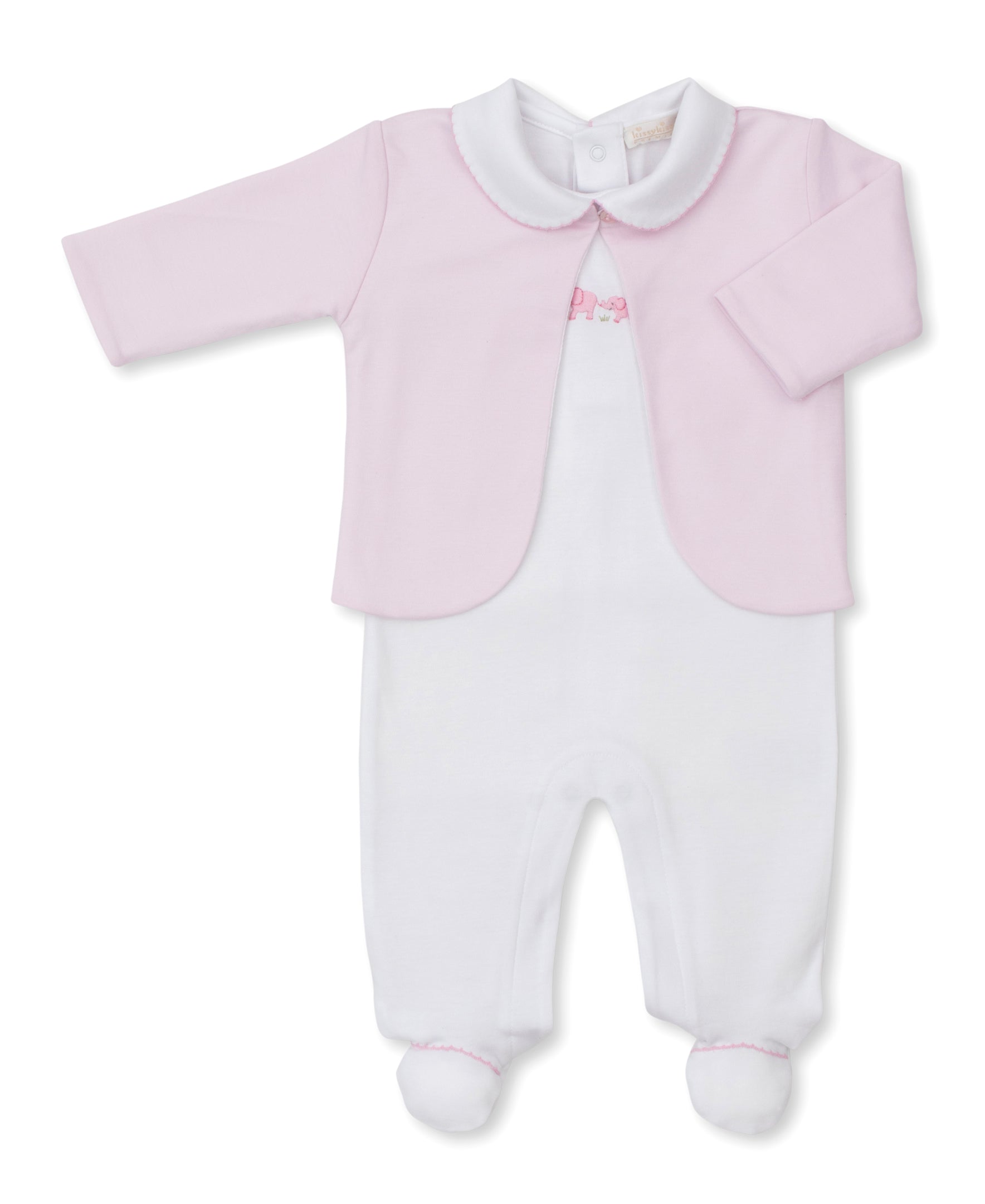 Premier Elephant Esprit Pink Hand Emb. Footie & Jacket Set - Kissy Kissy