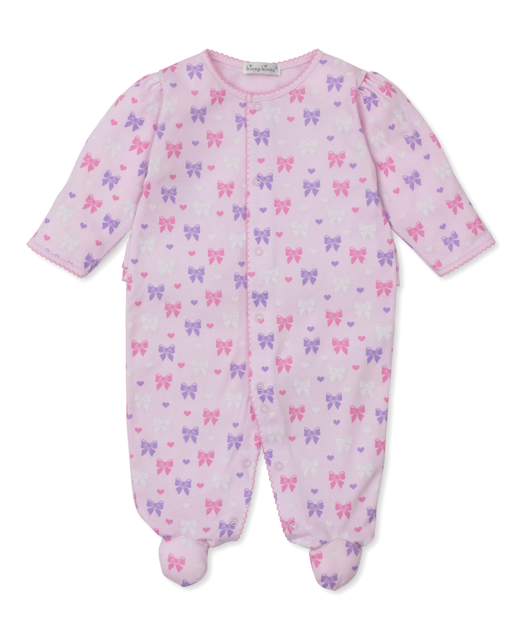 Billowy Bows Pink Footie - Kissy Kissy