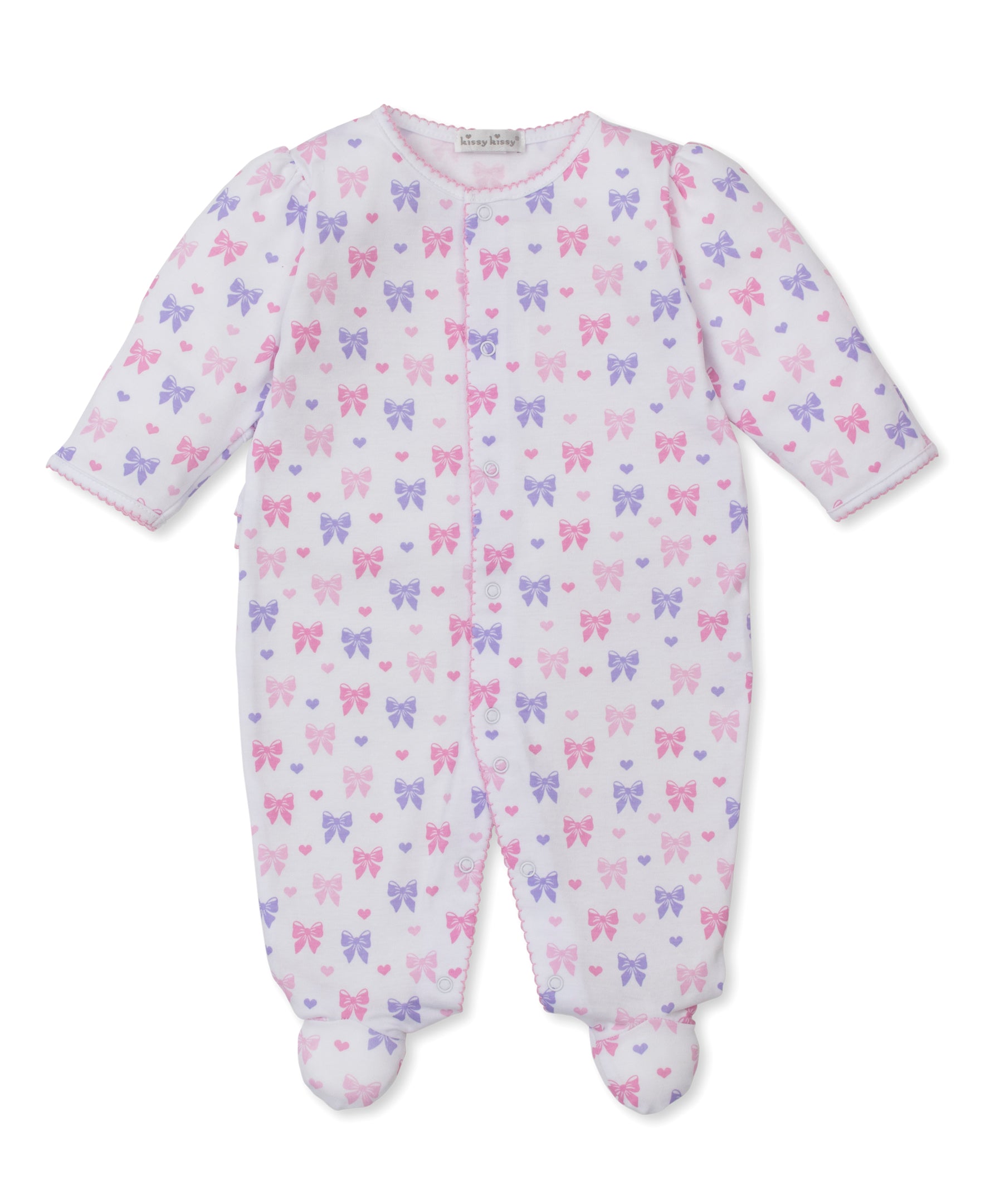 Billowy Bows White Footie - Kissy Kissy