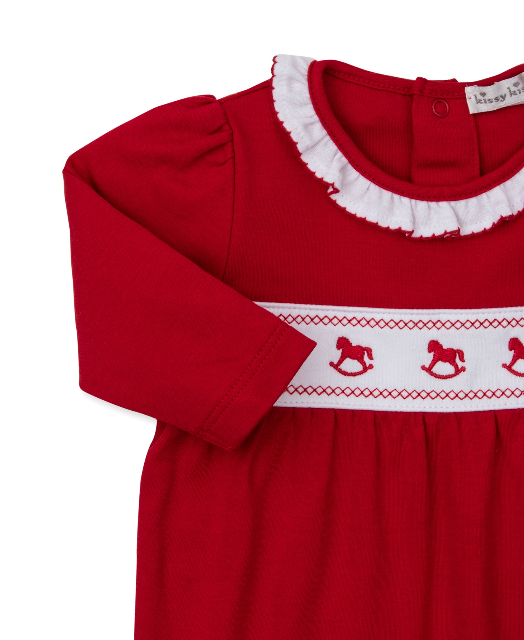 Classic Treasures Holiday 25 Rocking Horse Ruffle Footie - Kissy Kissy