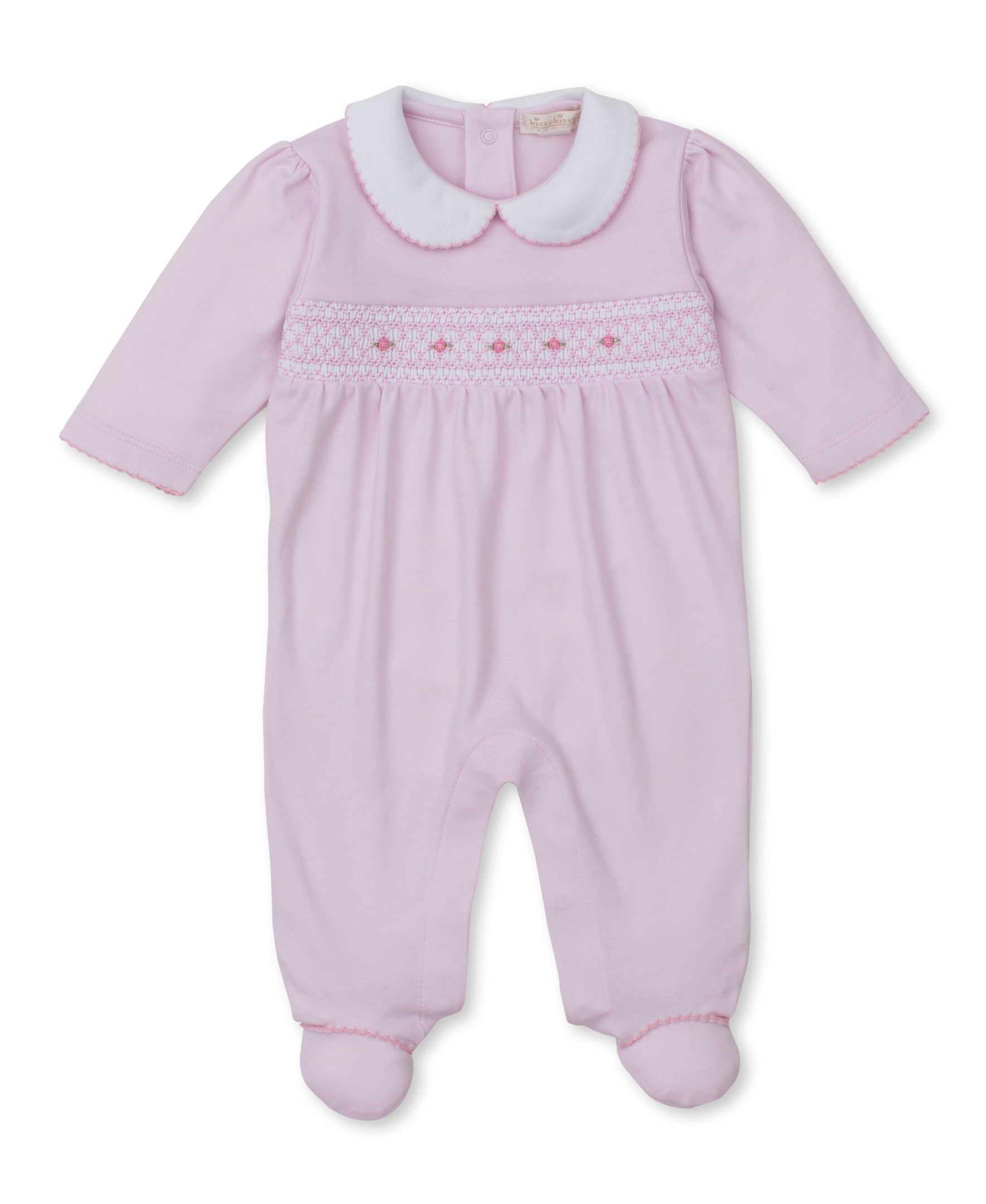 CLB Fall 25 Pink Hand Smocked Collar Footie - Kissy Kissy