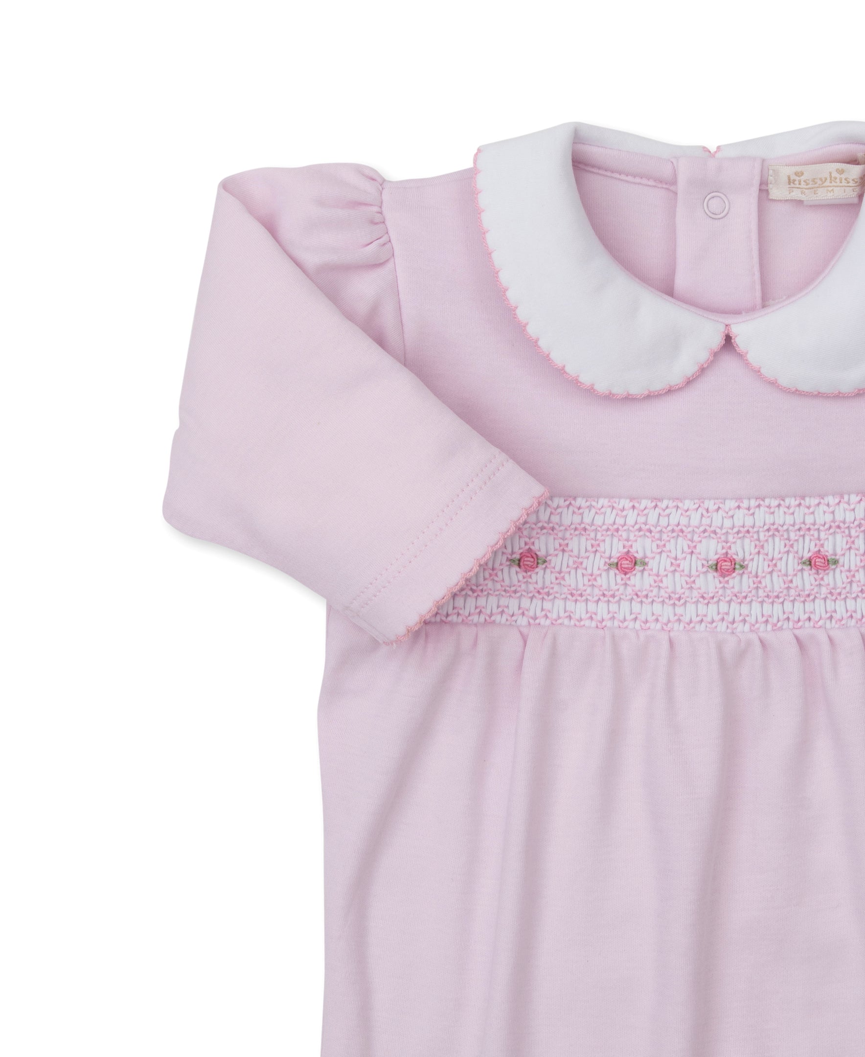 CLB Fall 25 Pink Hand Smocked Collar Footie - Kissy Kissy