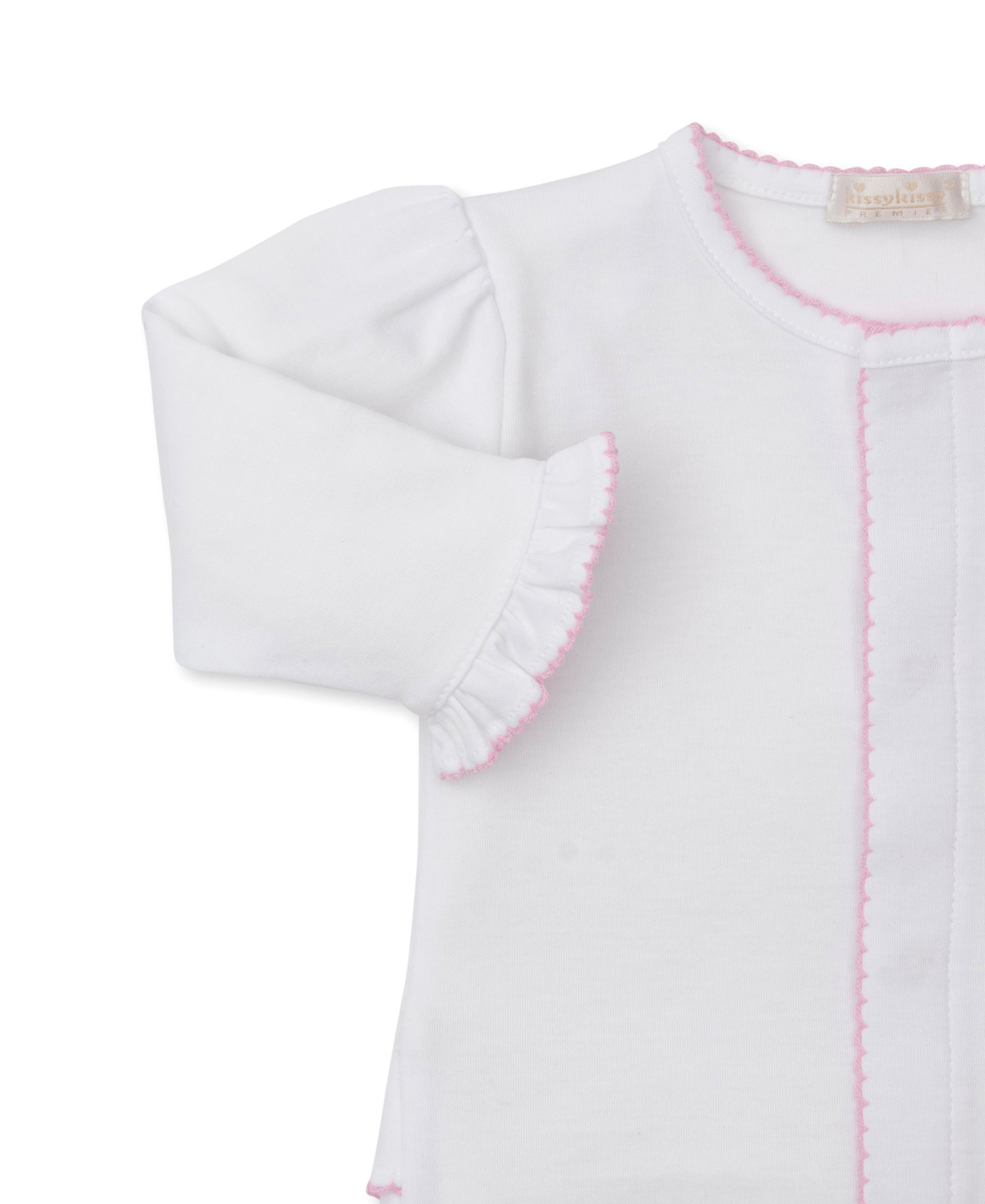 Premier Old English Roses White Hand Emb. Footie - Kissy Kissy