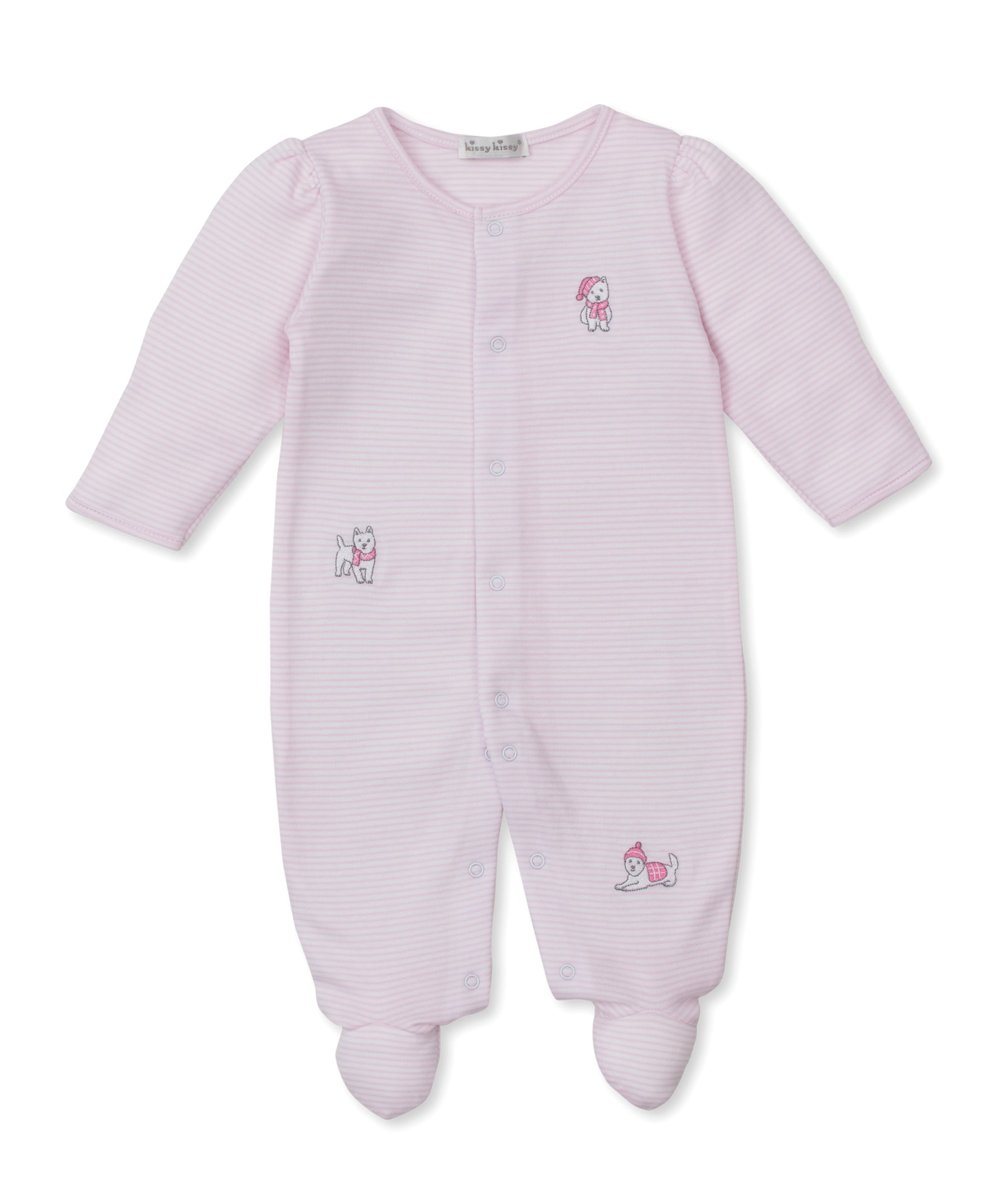 Pack of Pups Pink Stripe Footie - Kissy Kissy