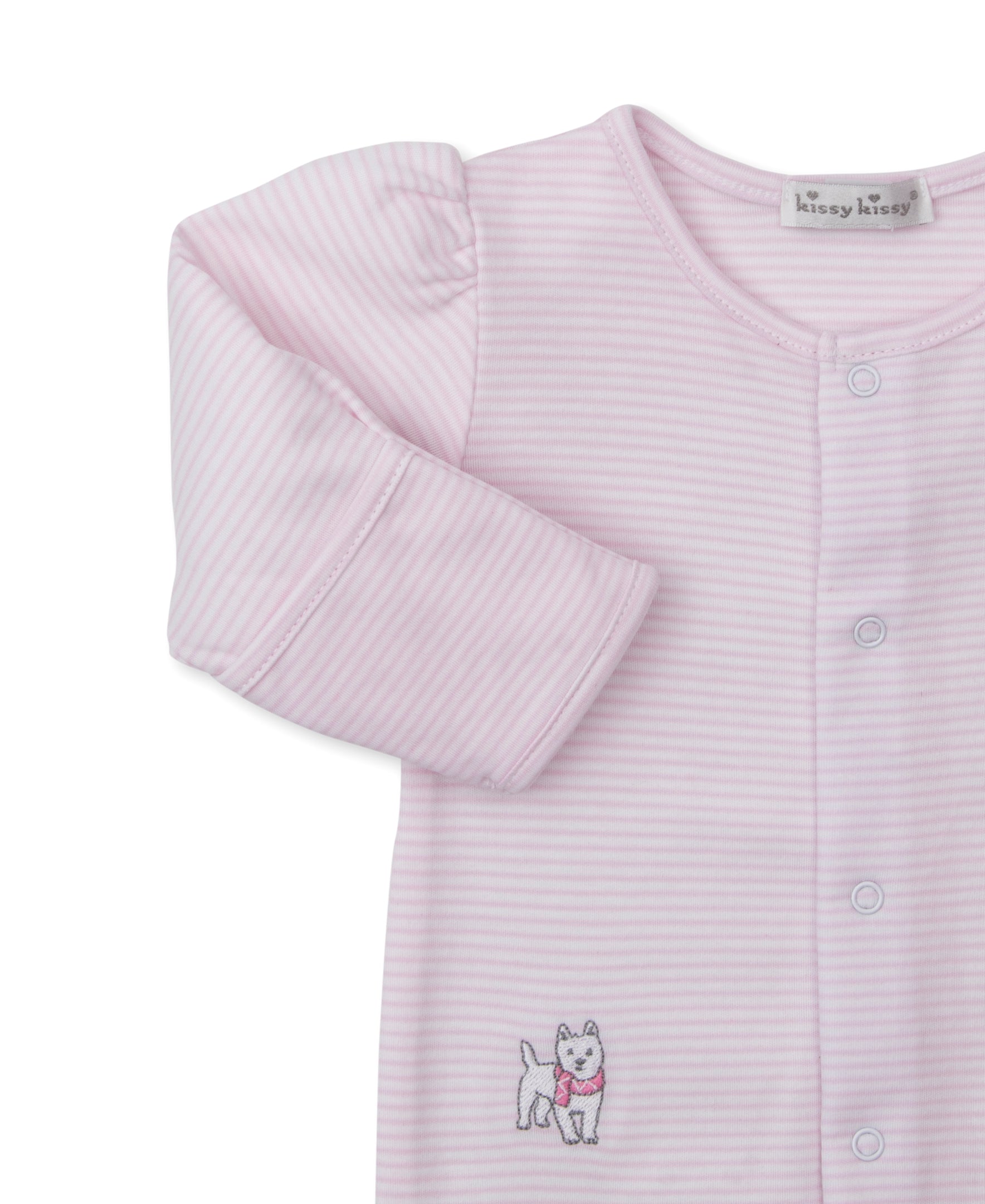 Pack of Pups Pink Stripe Footie - Kissy Kissy