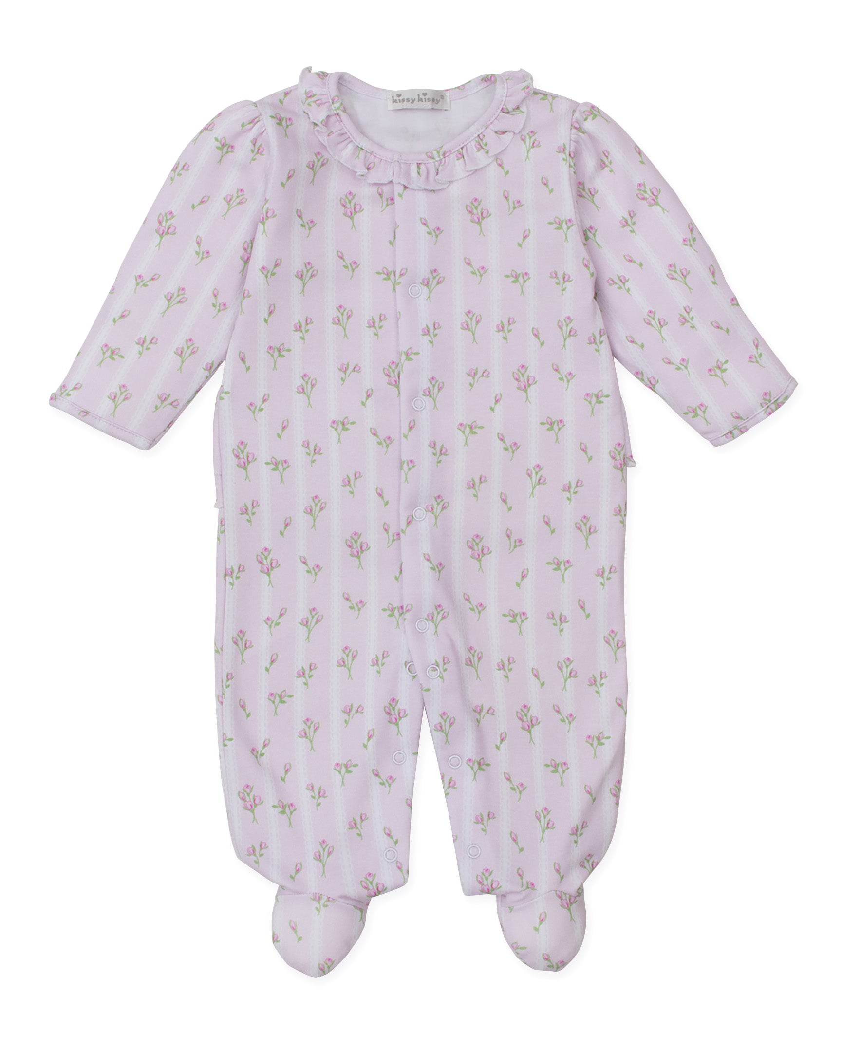 Ribbon Stripe Bouquets Pink Footie - Kissy Kissy